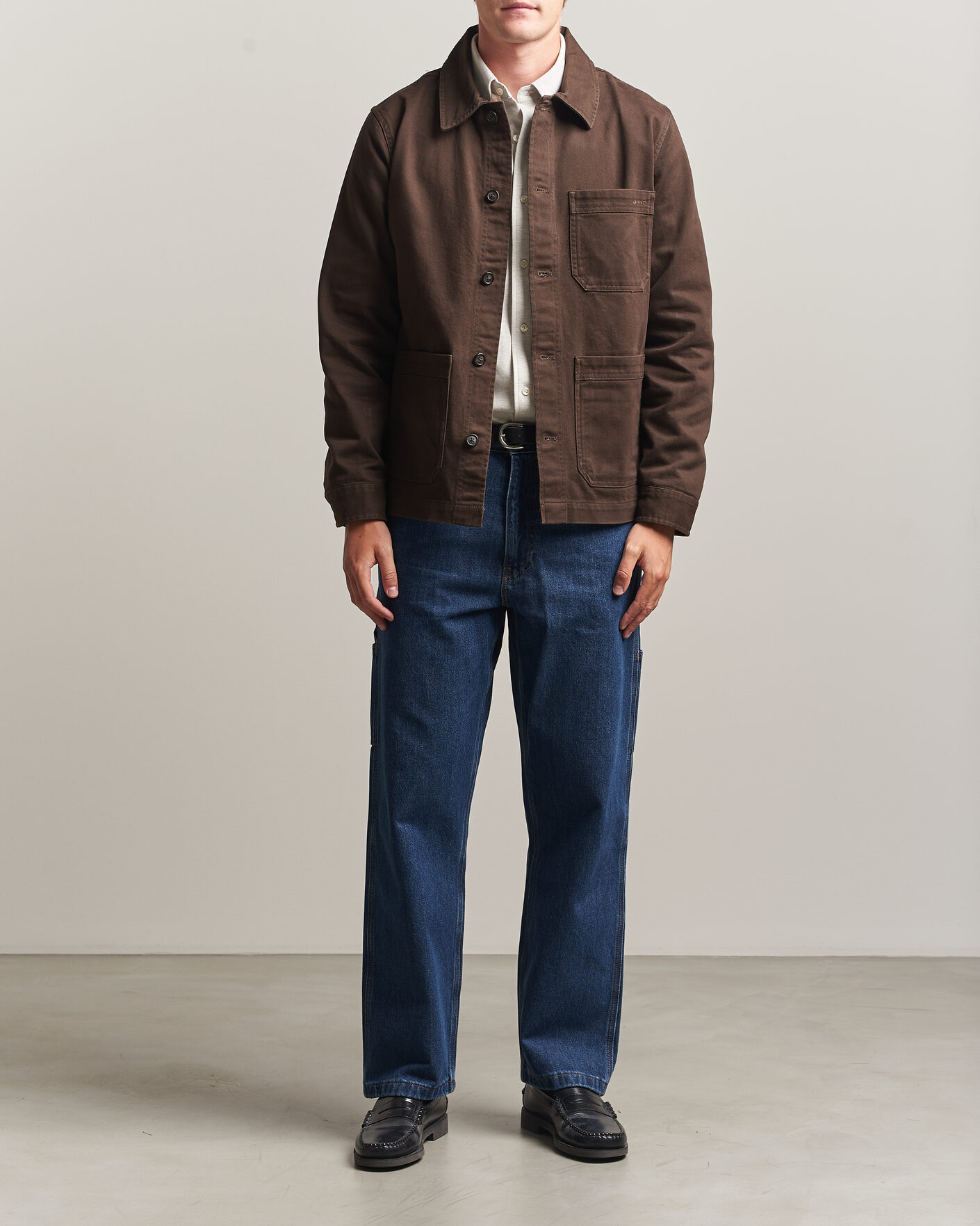 Heren | Overhemden | Gant | Regular Fit Brushed Twill Overshirt Black Brown