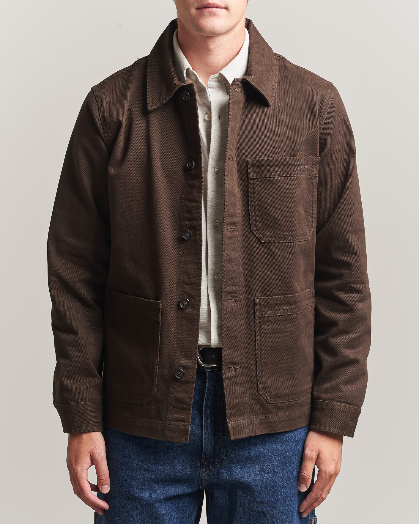 Heren | Overhemden | Gant | Regular Fit Brushed Twill Overshirt Black Brown