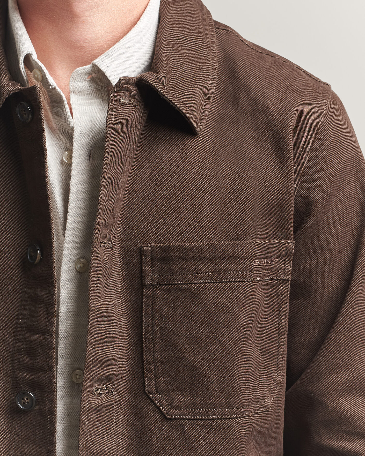 Heren | Overhemden | Gant | Regular Fit Brushed Twill Overshirt Black Brown