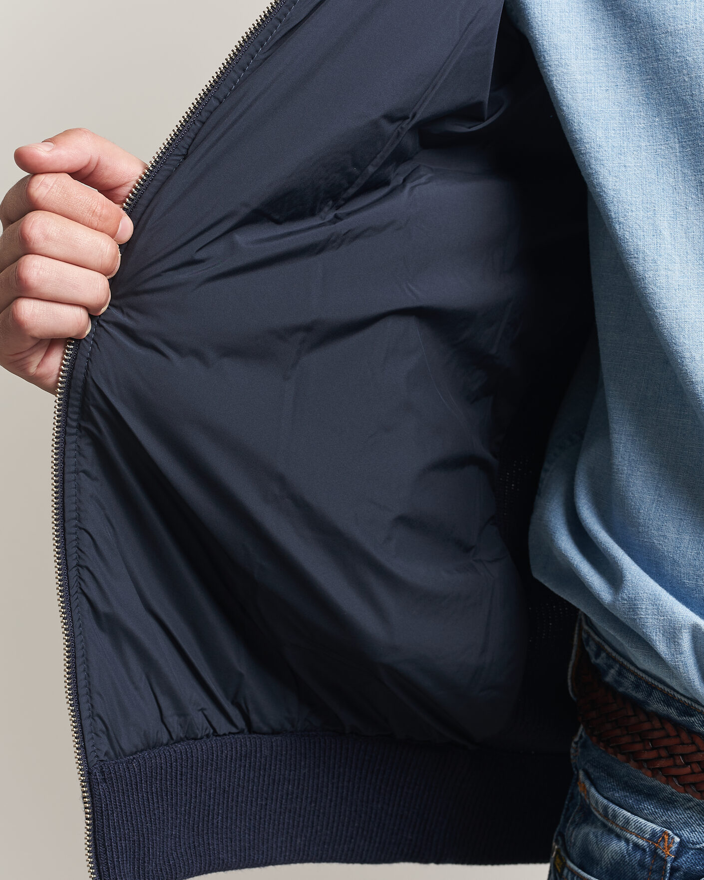 Heren | Truien | Gant | Hybrid Full Zip Evening Blue
