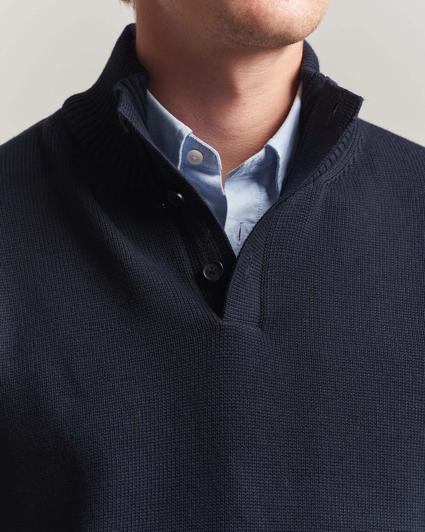 Heren | Truien | Gant | Supima Cotton Half Buttoned Neck Evening Blue