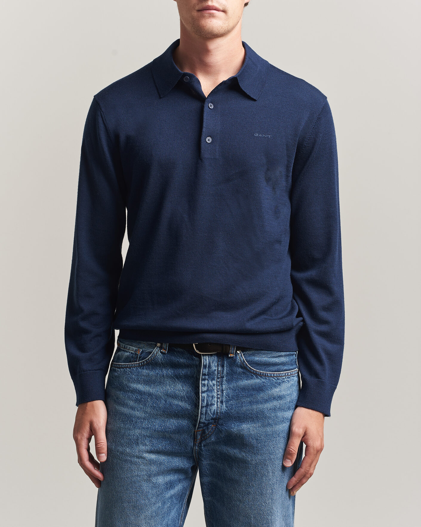 Heren | Truien | Gant | Extrafine Merino Knitted Polo Marine