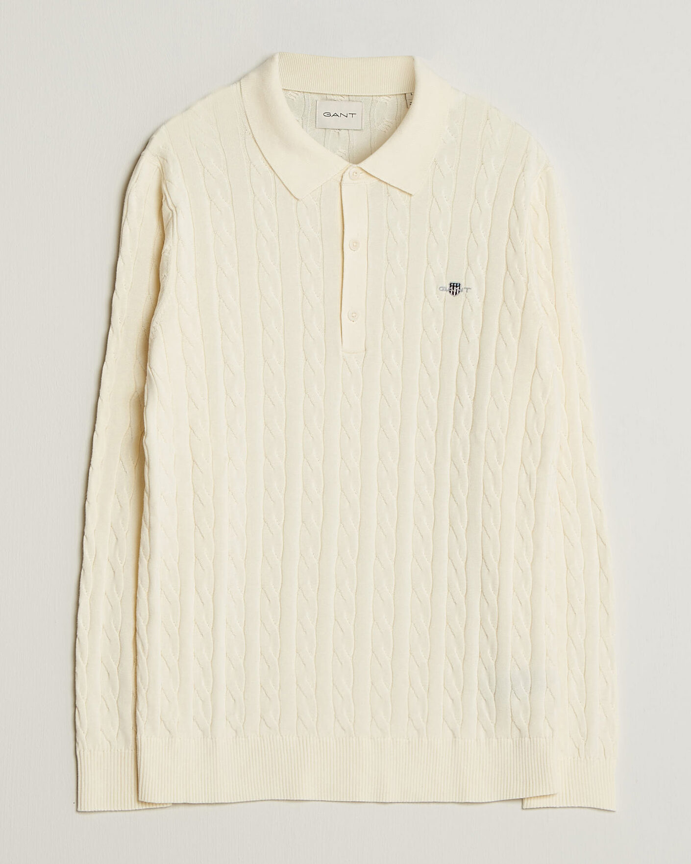 Heren | Truien | Gant | Cotton Cable Polo Cream