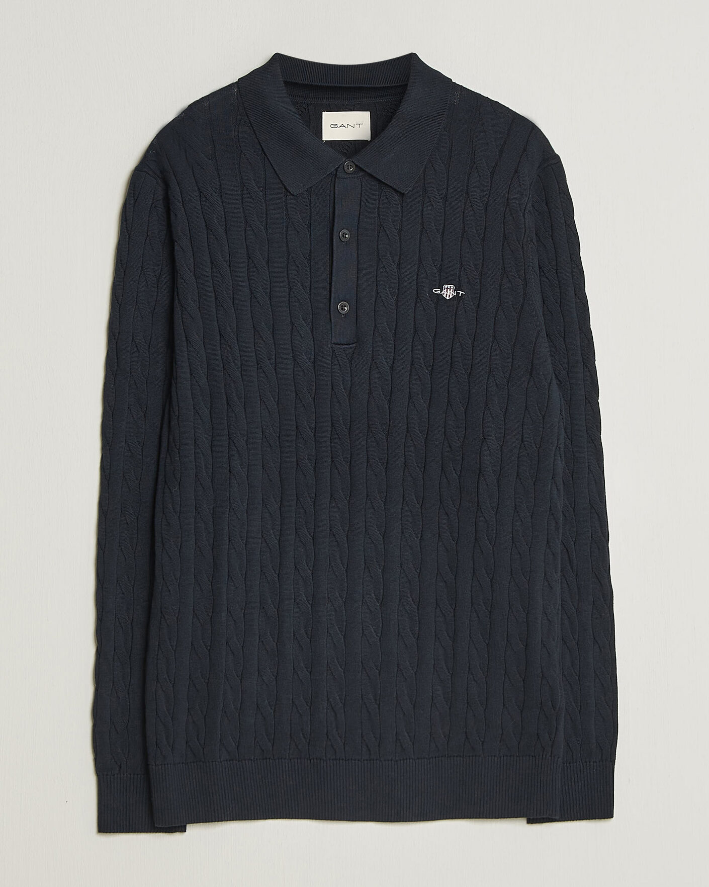 Heren | Truien | Gant | Cotton Cable Polo Evening Blue