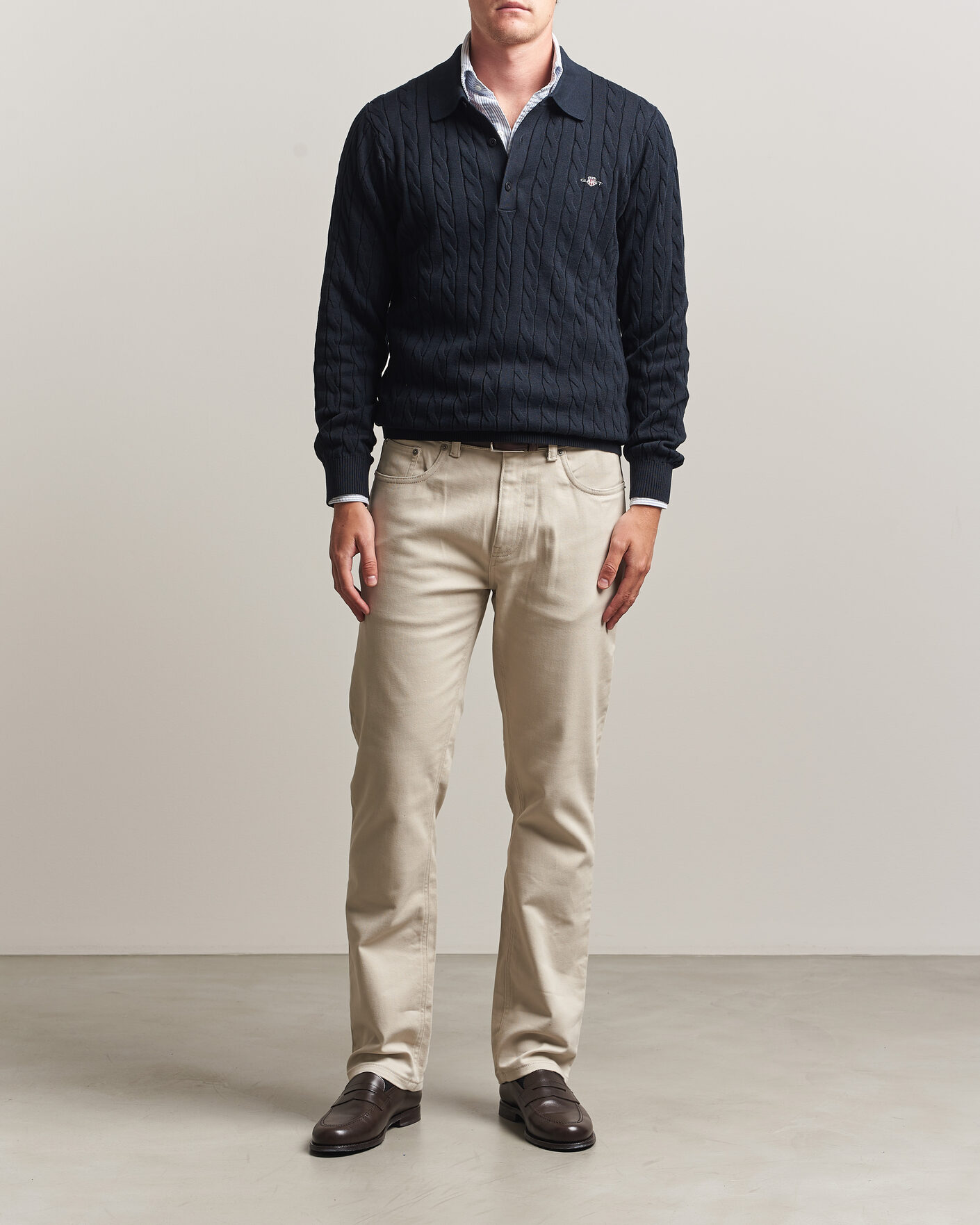 Heren | Truien | Gant | Cotton Cable Polo Evening Blue