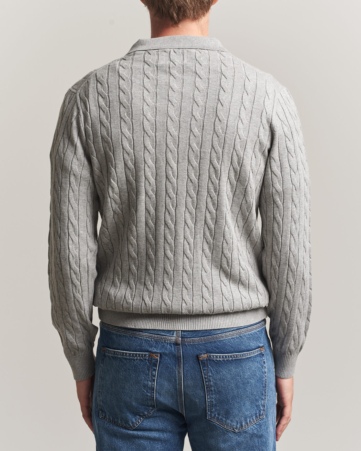 Heren | Truien | Gant | Cotton Cable Polo Grey Melange