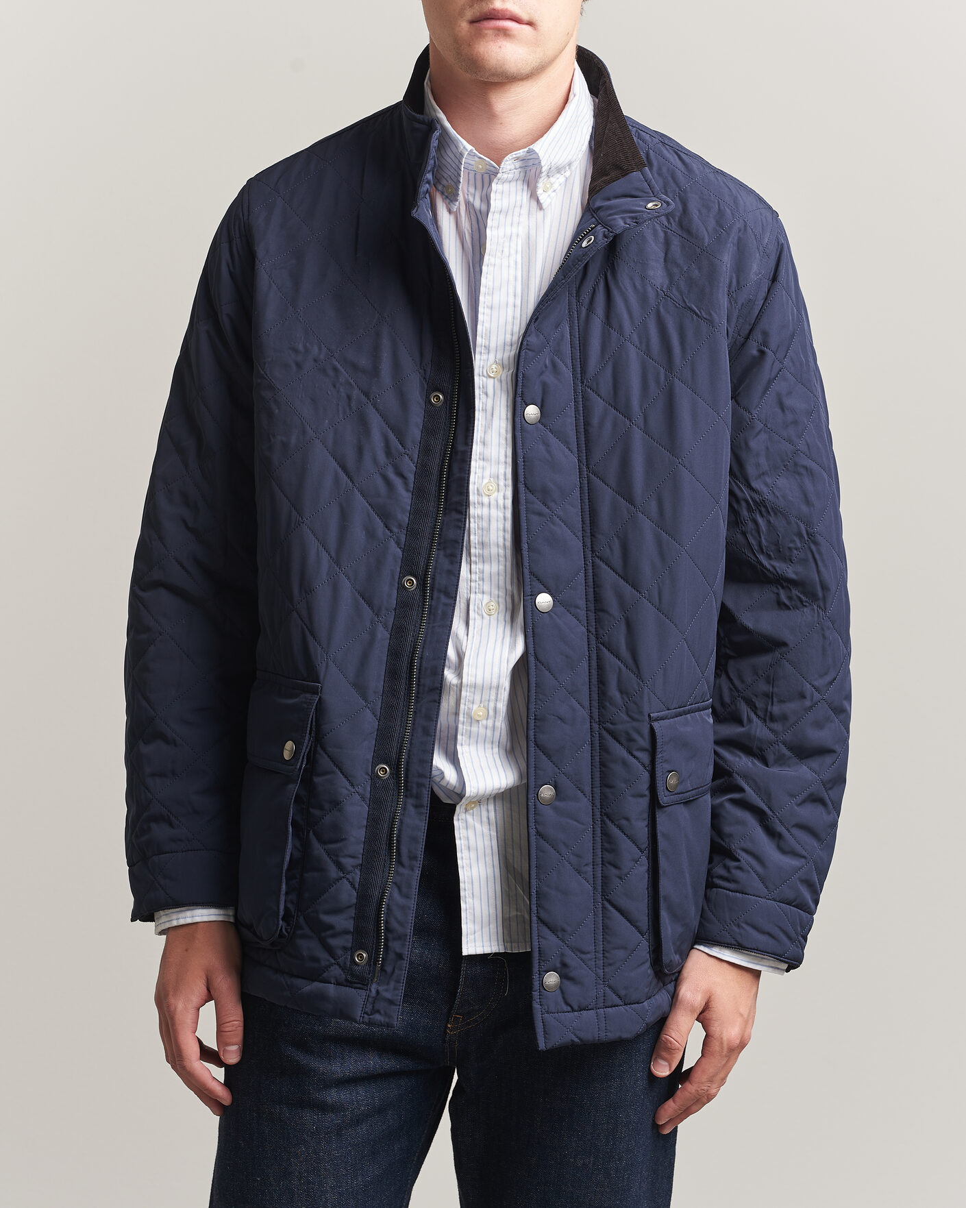 Heren | Jassen | Gant | Classic Quilted Mid Jacket Evening Blue