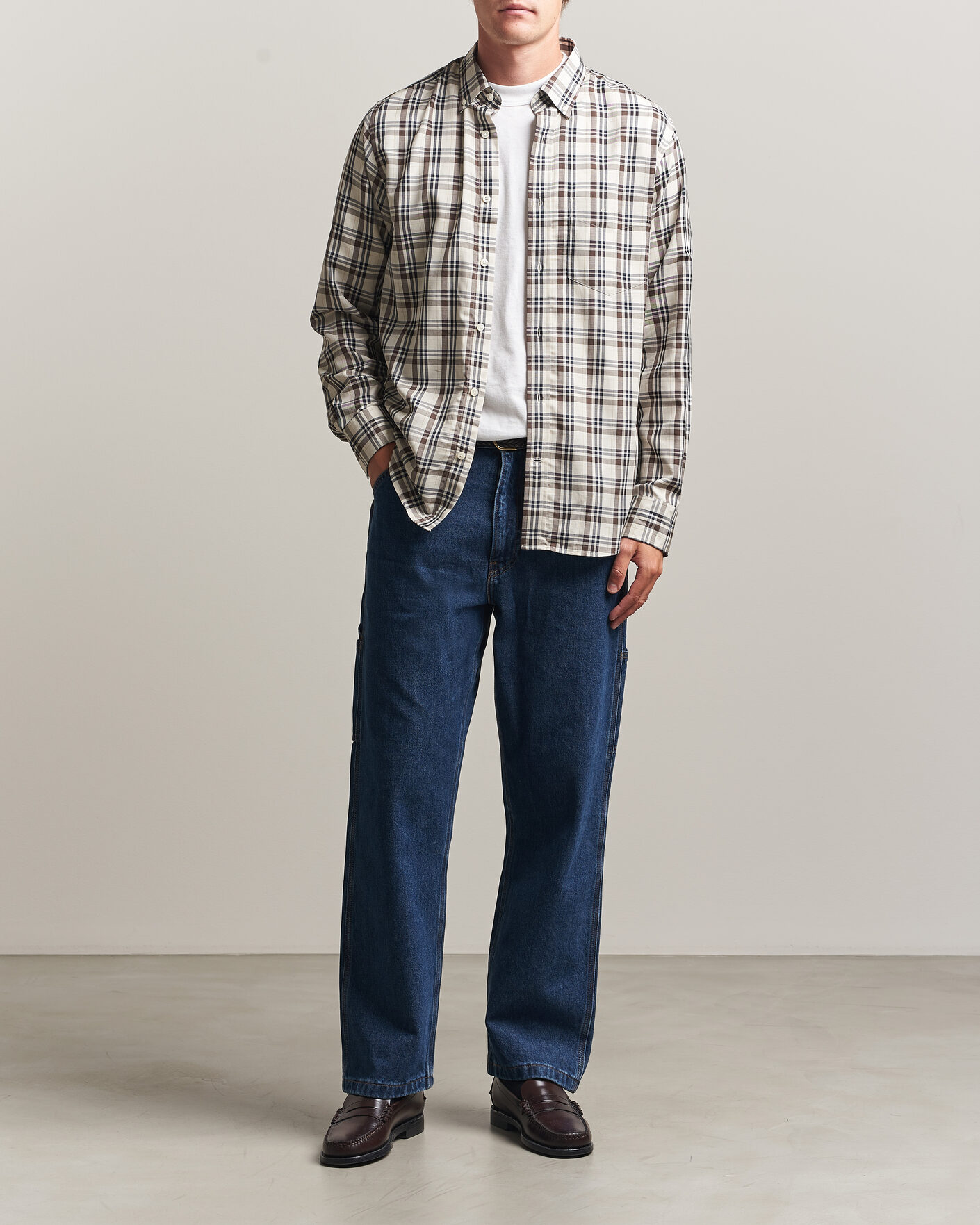 Heren | Overhemden | Gant | Regular Fit Twill Checked Shirt Sand