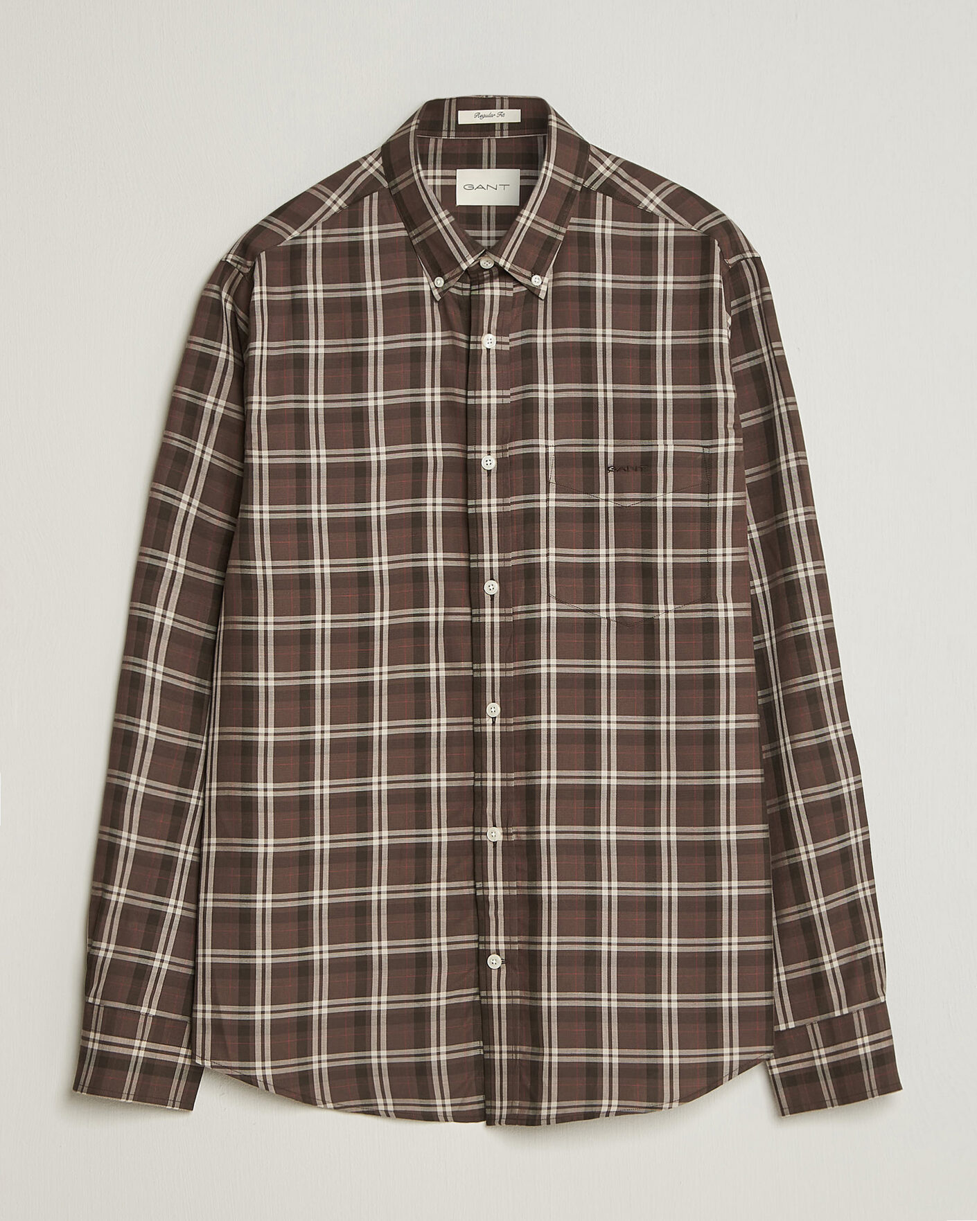 Heren | Overhemden | Gant | Regular Fit Twill Checked Shirt Faded Taupe