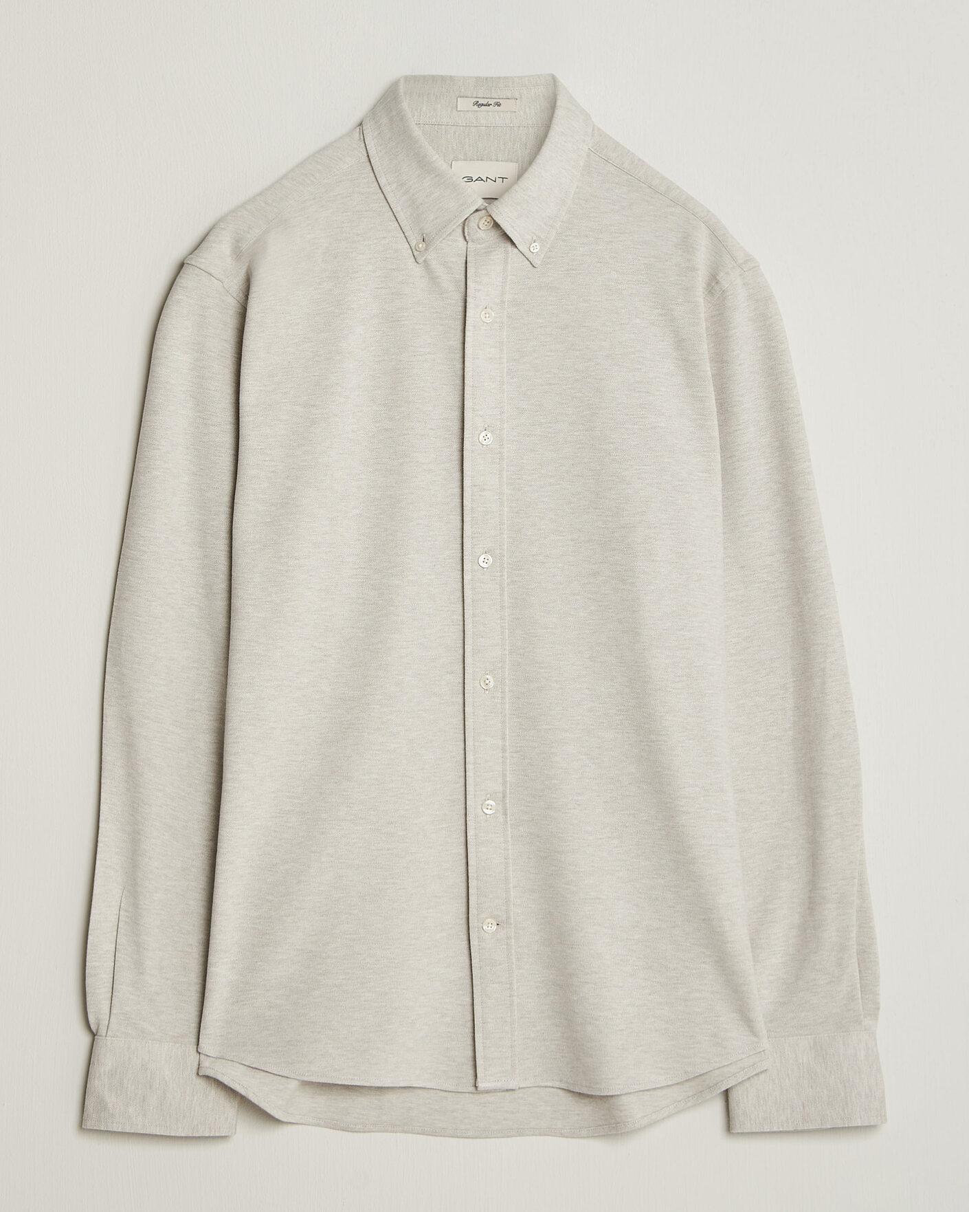 Heren | Overhemden | Gant | Regular Fit Jersey Pique Shirt Light Beige Melange