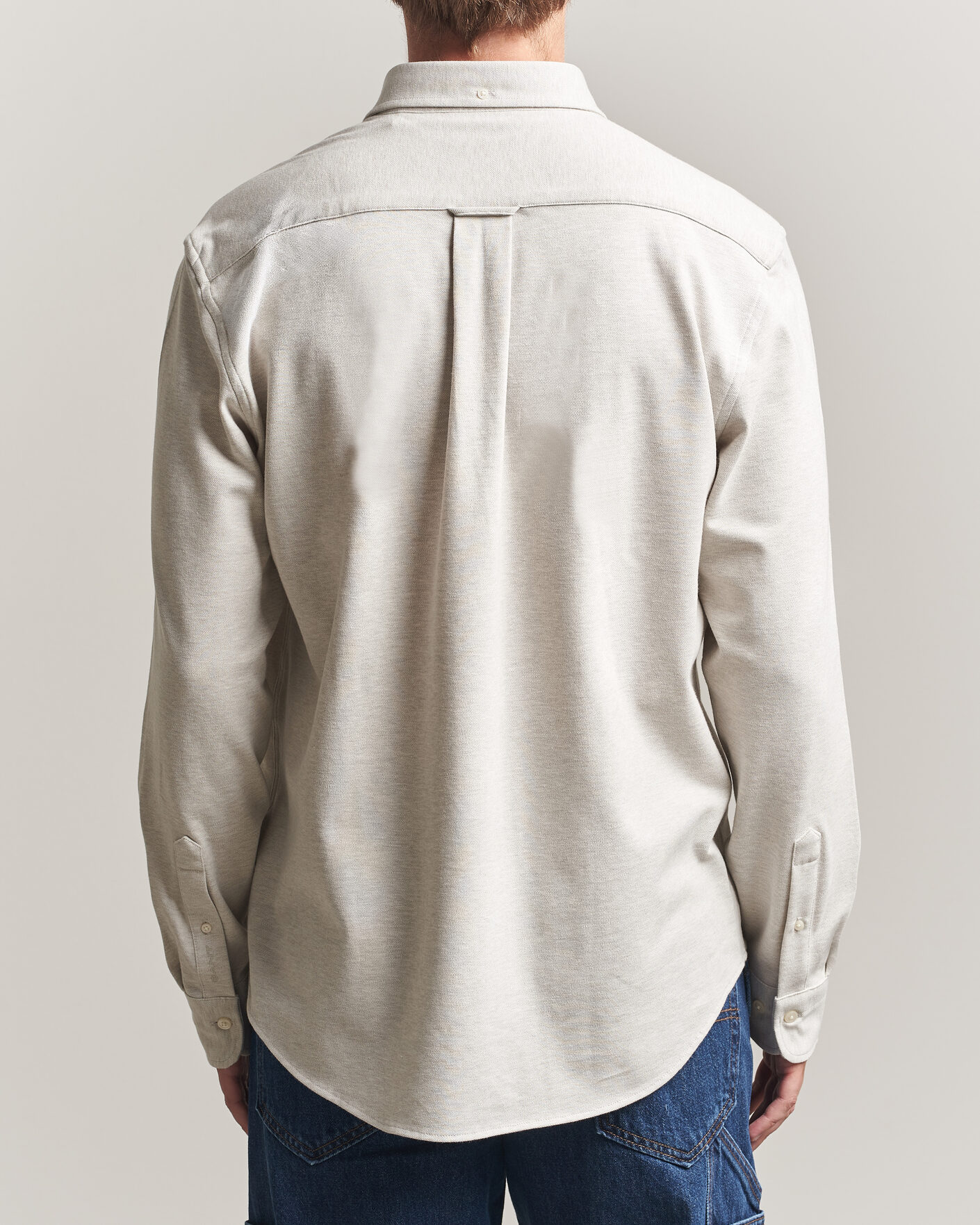 Heren | Overhemden | Gant | Regular Fit Jersey Pique Shirt Light Beige Melange