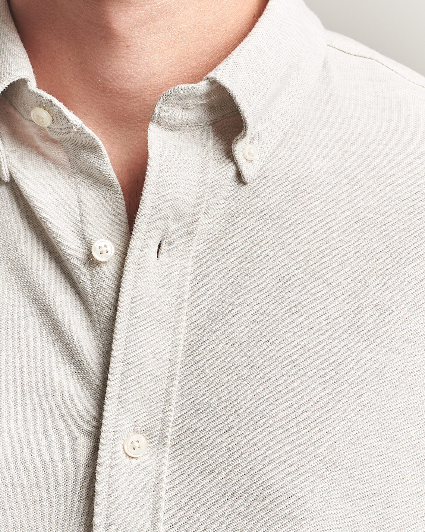 Heren | Overhemden | Gant | Regular Fit Jersey Pique Shirt Light Beige Melange