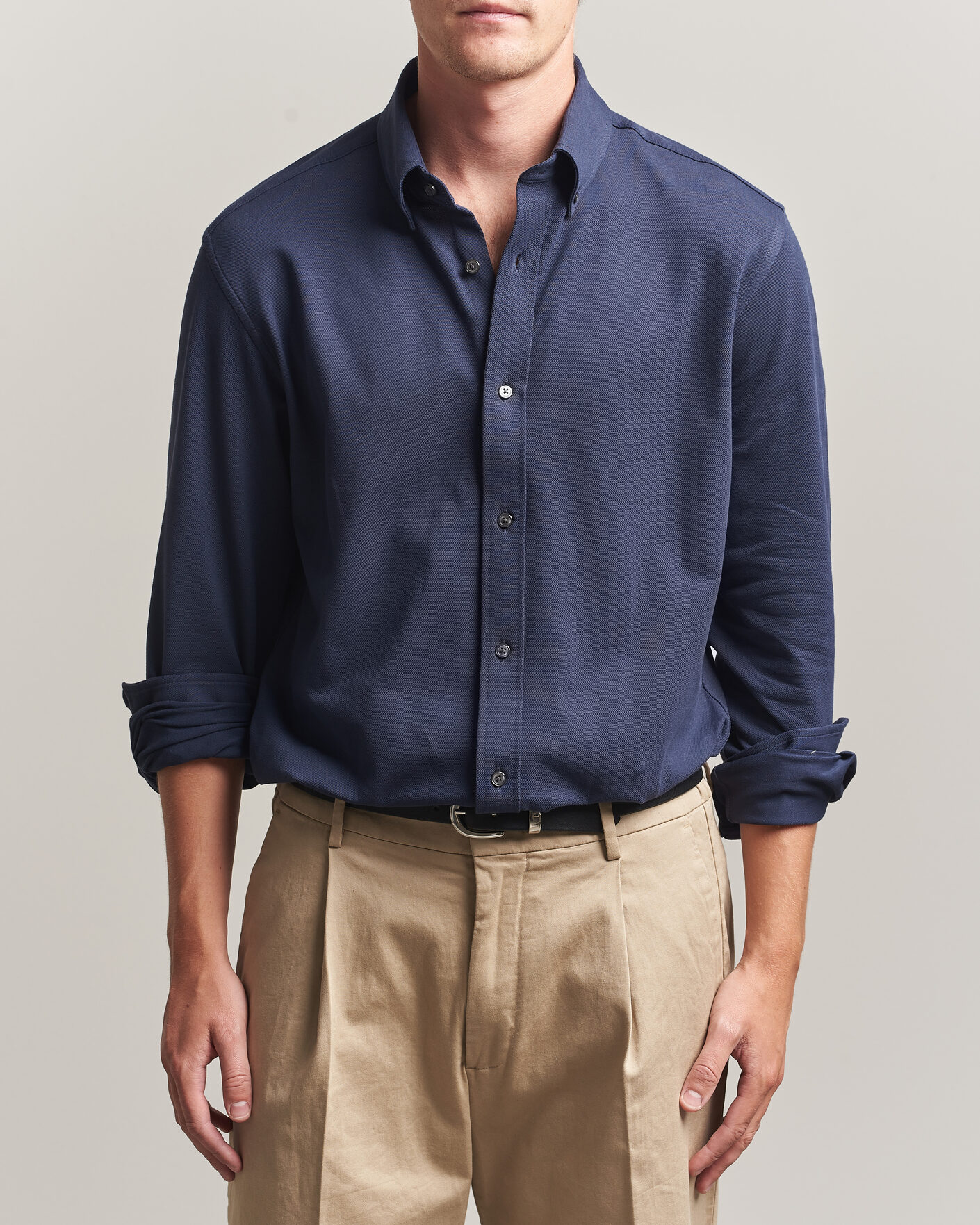 Heren | Overhemden | Gant | Regular Fit Jersey Pique Shirt Marine