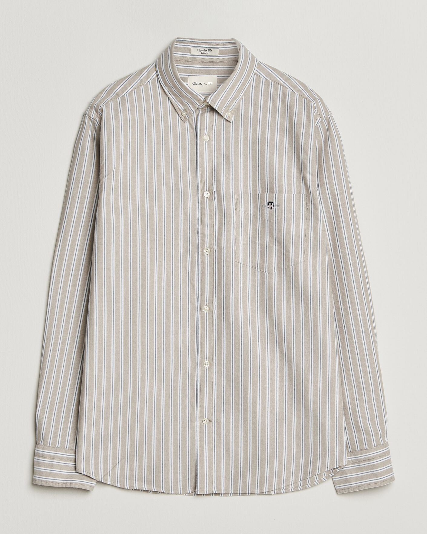 Heren | Overhemden | Gant | Regular Fit Classic Striped Oxford Shirt Light Taupe