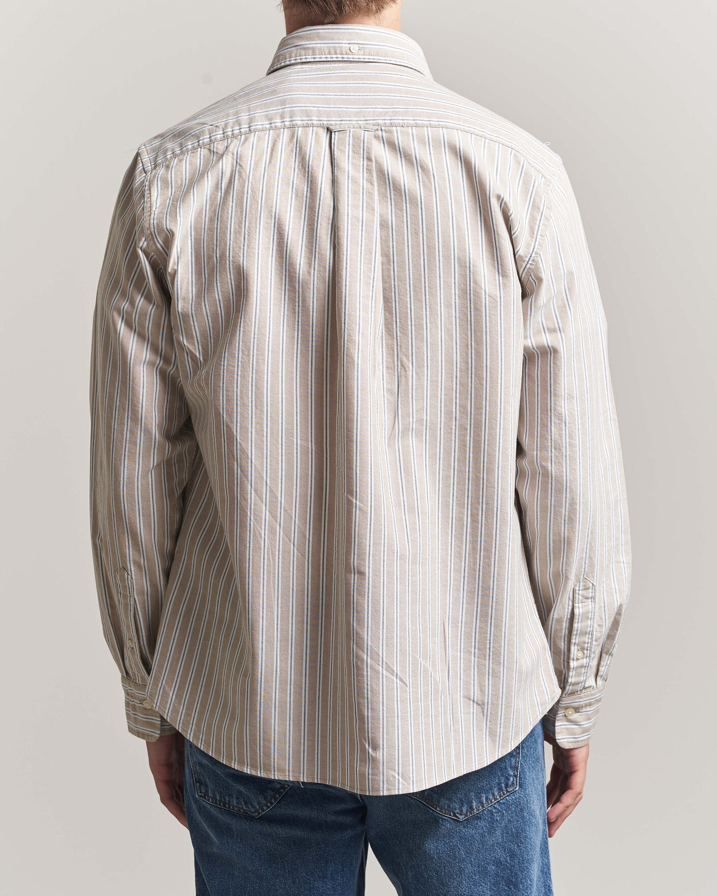Heren | Overhemden | Gant | Regular Fit Classic Striped Oxford Shirt Light Taupe