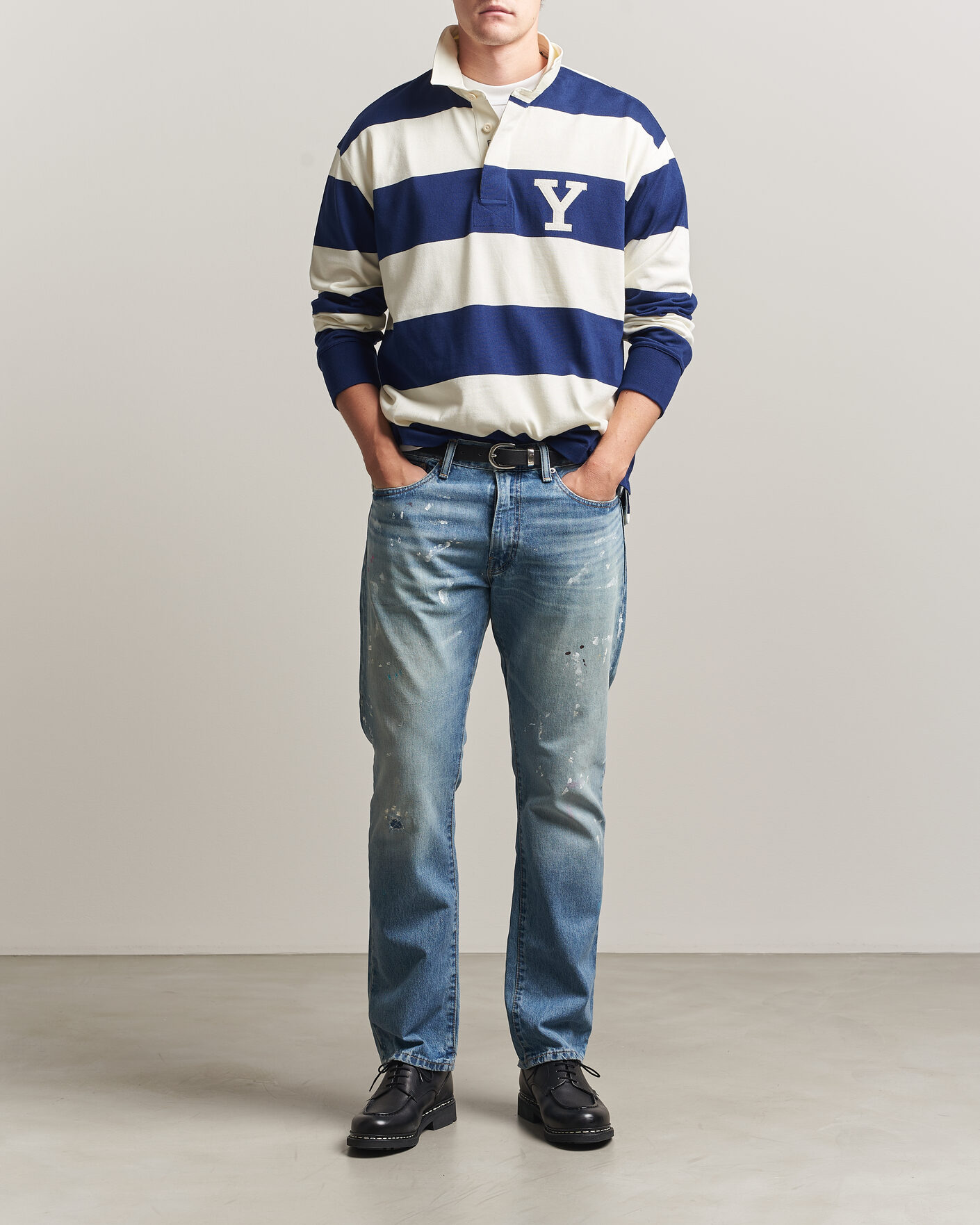 Heren | Truien | Gant | YALE Striped Heavy Rugger Rich Navy