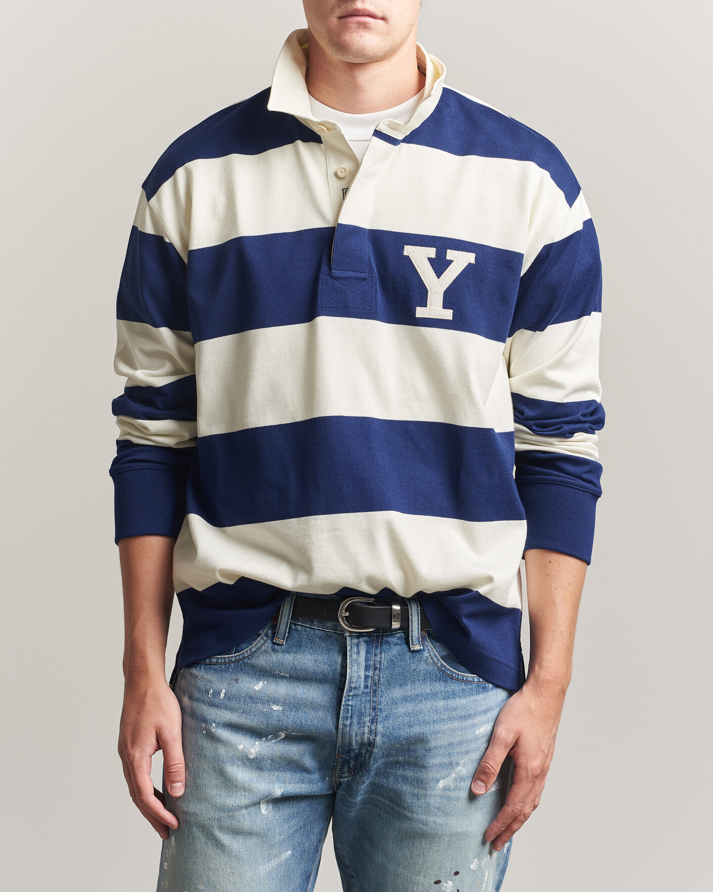 Heren | Truien | Gant | YALE Striped Heavy Rugger Rich Navy