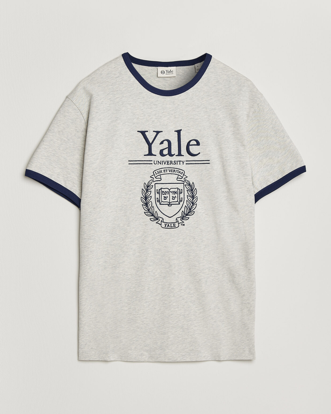 Heren | T-shirts | Gant | YALE Crew Neck T-Shirt Grey Melange