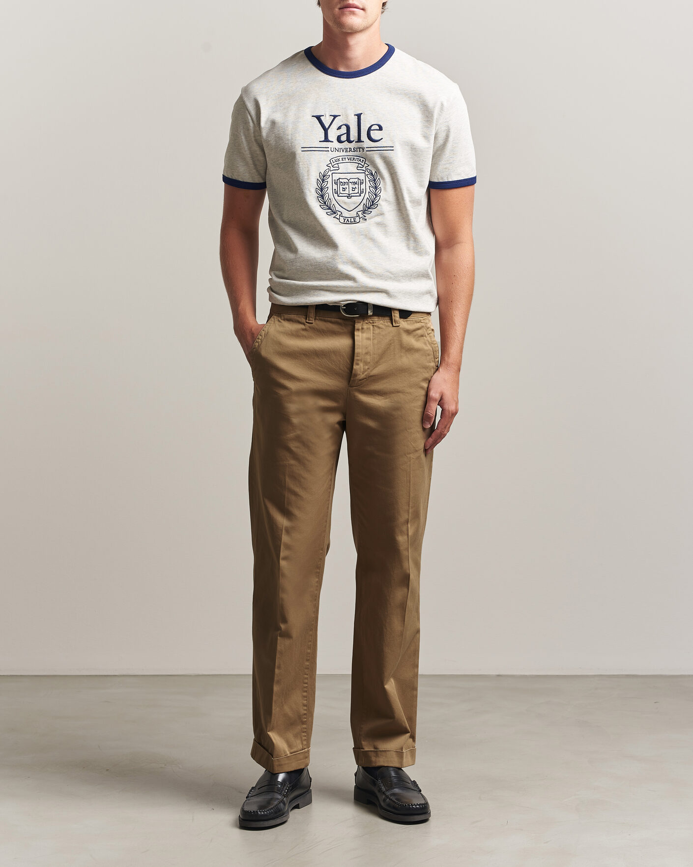 Heren | T-shirts | Gant | YALE Crew Neck T-Shirt Grey Melange