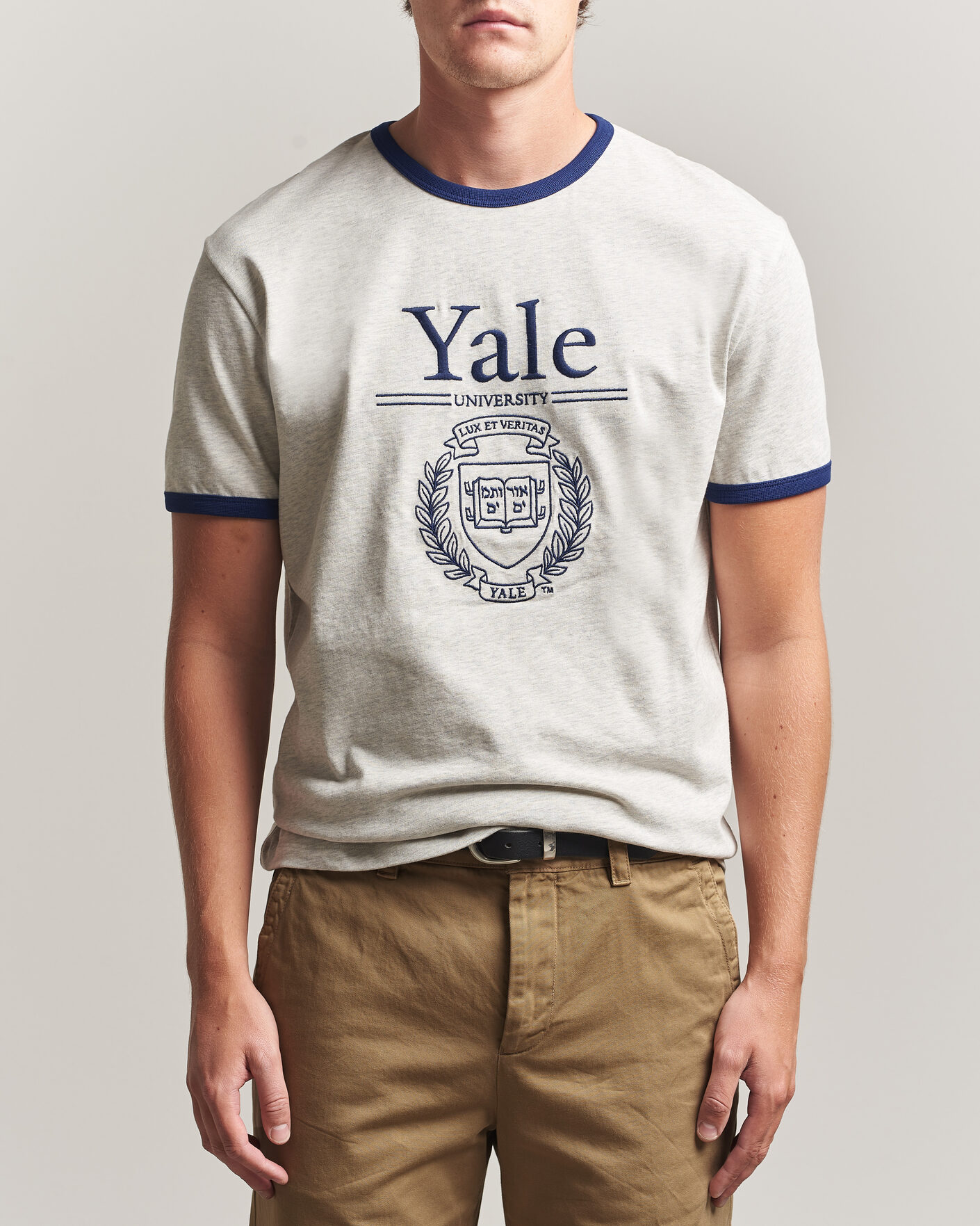 Heren | T-shirts | Gant | YALE Crew Neck T-Shirt Grey Melange