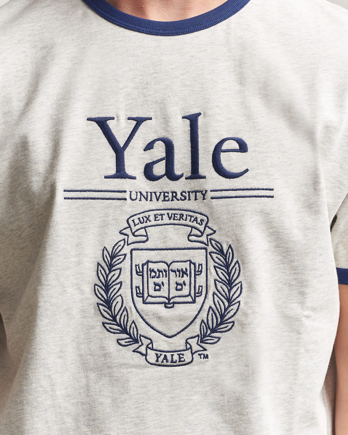 Heren | T-shirts | Gant | YALE Crew Neck T-Shirt Grey Melange