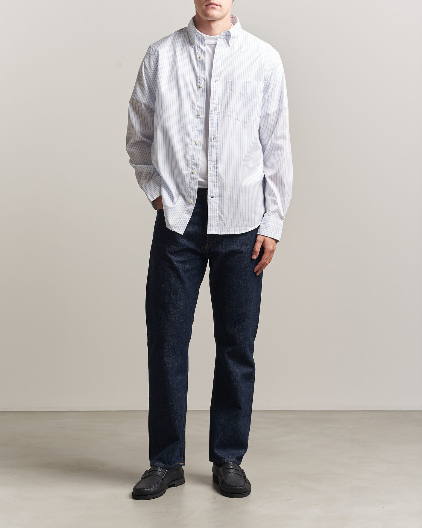 Heren | Overhemden | Gant | YALE Regular Fit Striped Oxford Shirt Light Blue
