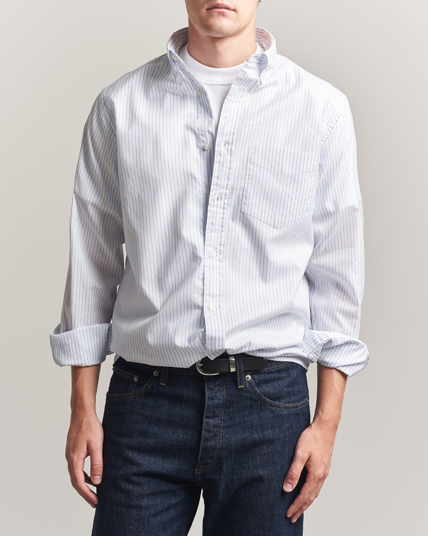 Heren | Overhemden | Gant | YALE Regular Fit Striped Oxford Shirt Light Blue