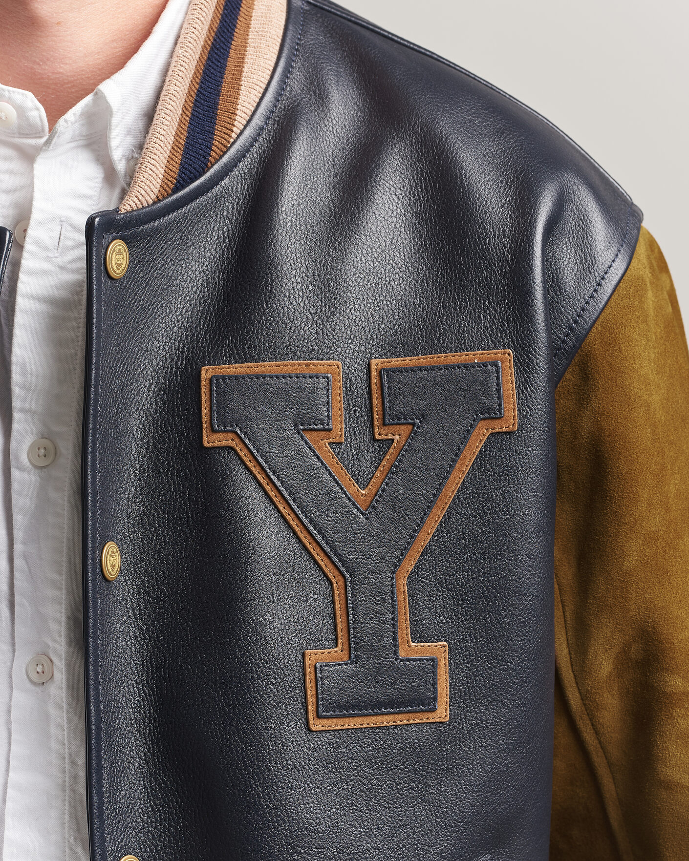 Heren | Jassen | Gant | YALE Suede/Leather Varsity Jacket Navy