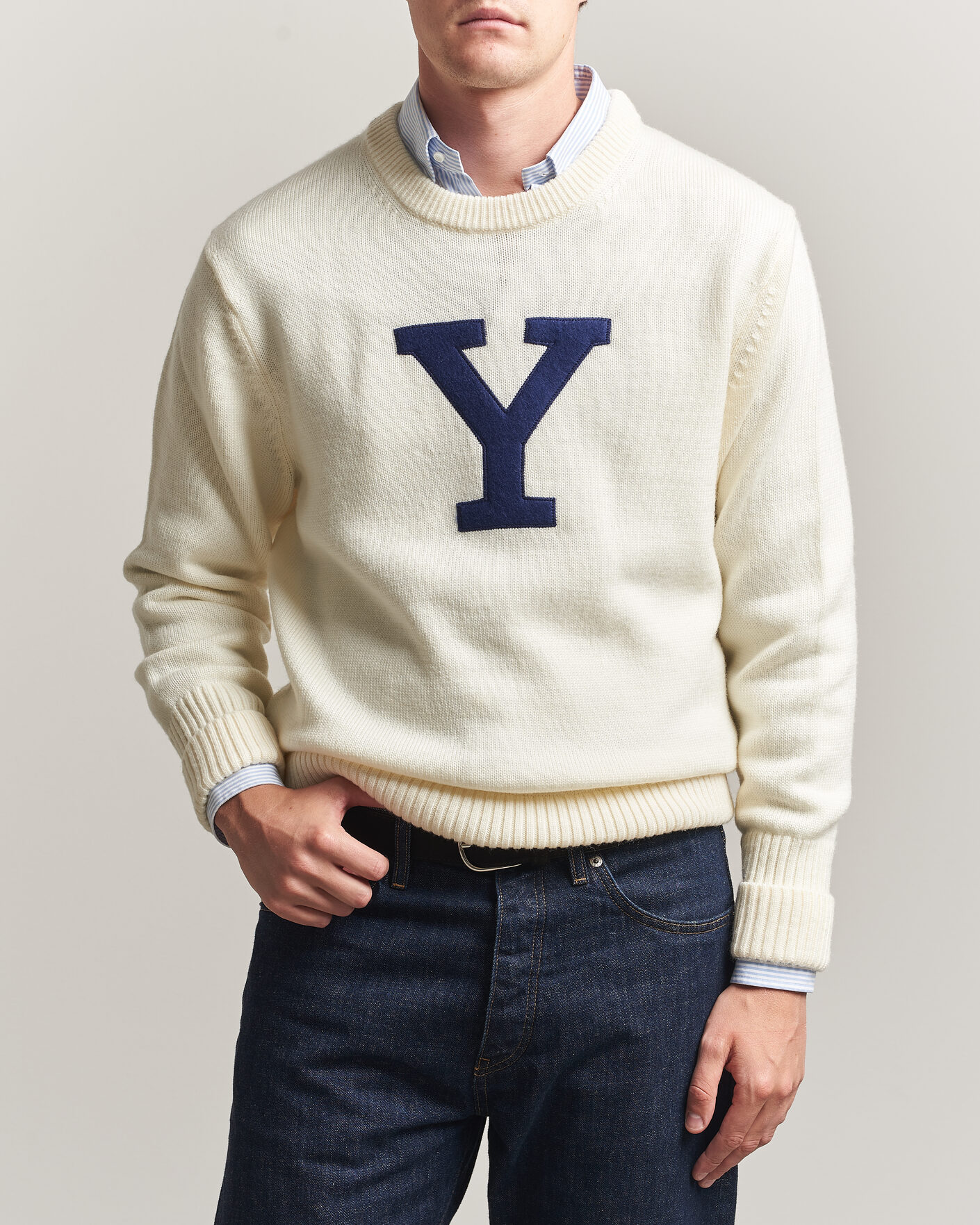 Heren | Truien | Gant | YALE Merino Crew Neck Cream