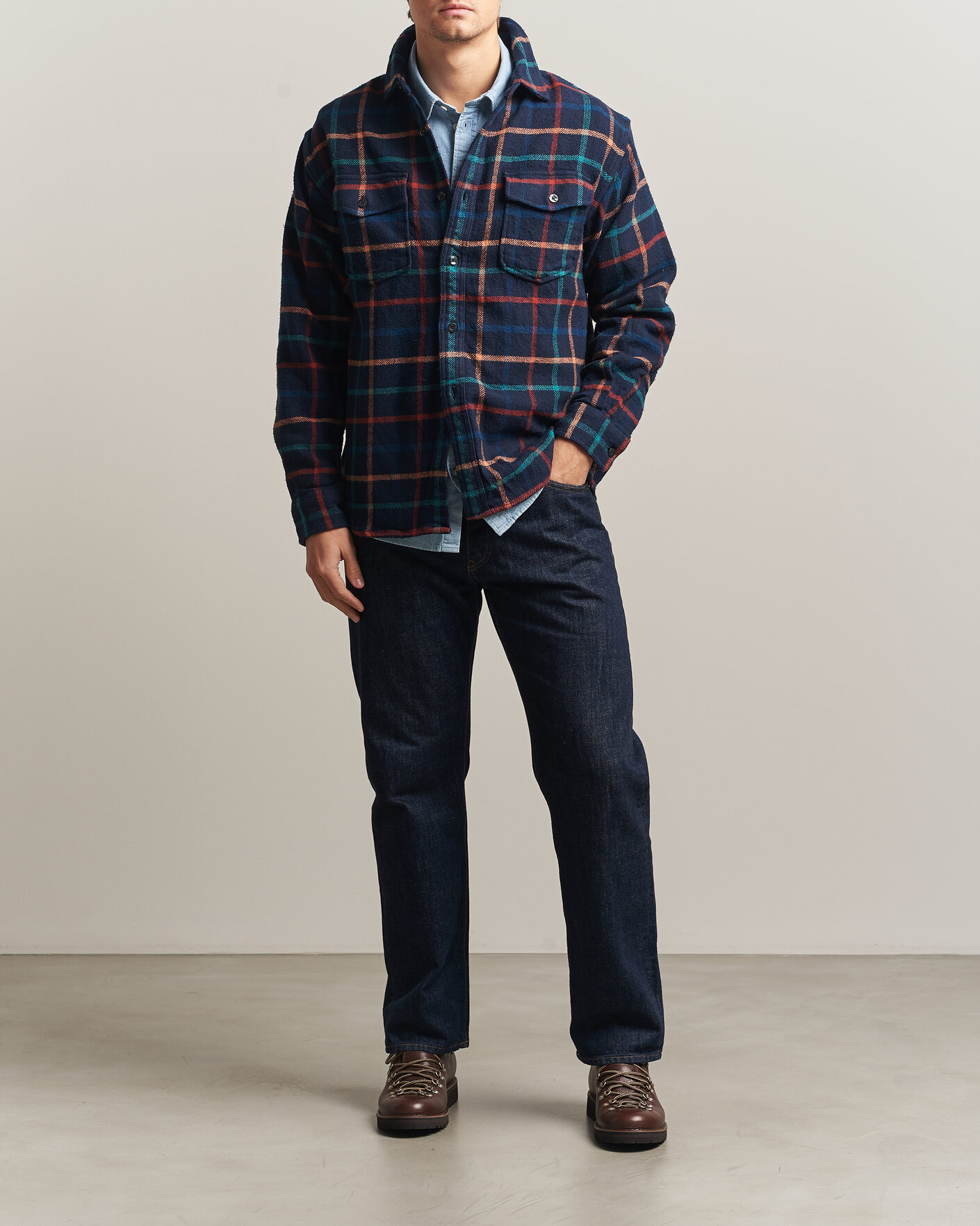 Heren | Overhemden | Pendleton | Big Pocket Shirt Dark Blue Check