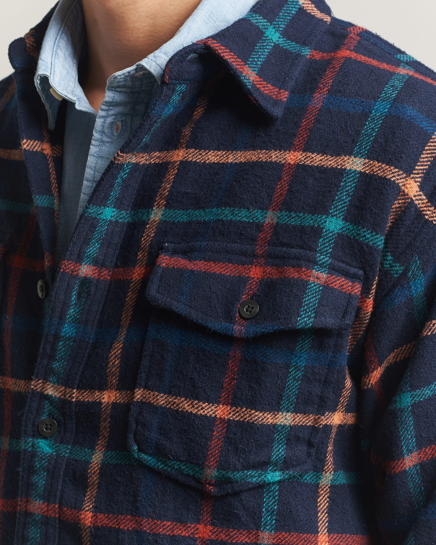 Heren | Overhemden | Pendleton | Big Pocket Shirt Dark Blue Check