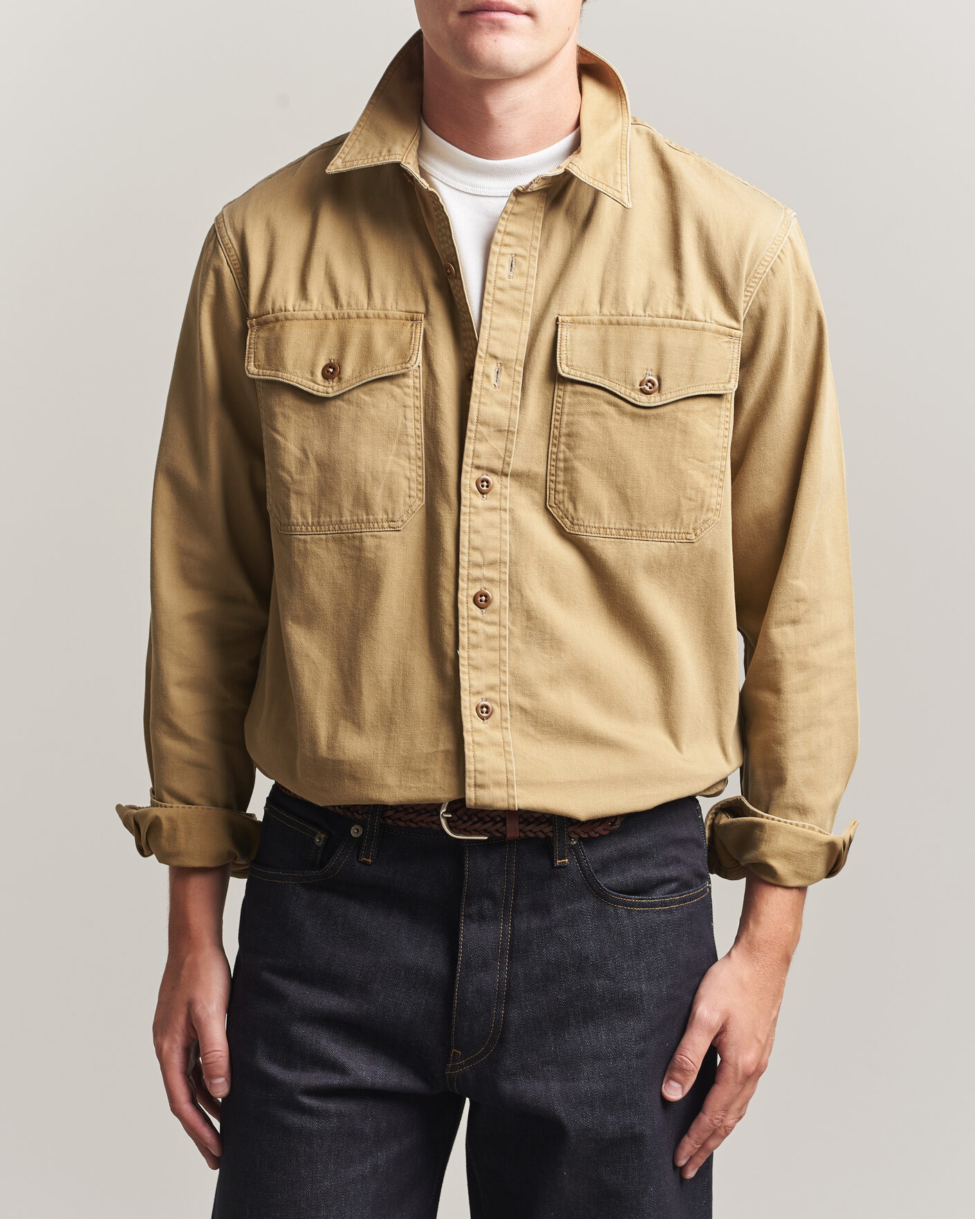 Heren | Overhemden | RRL | Officers Shirt Faded Tan