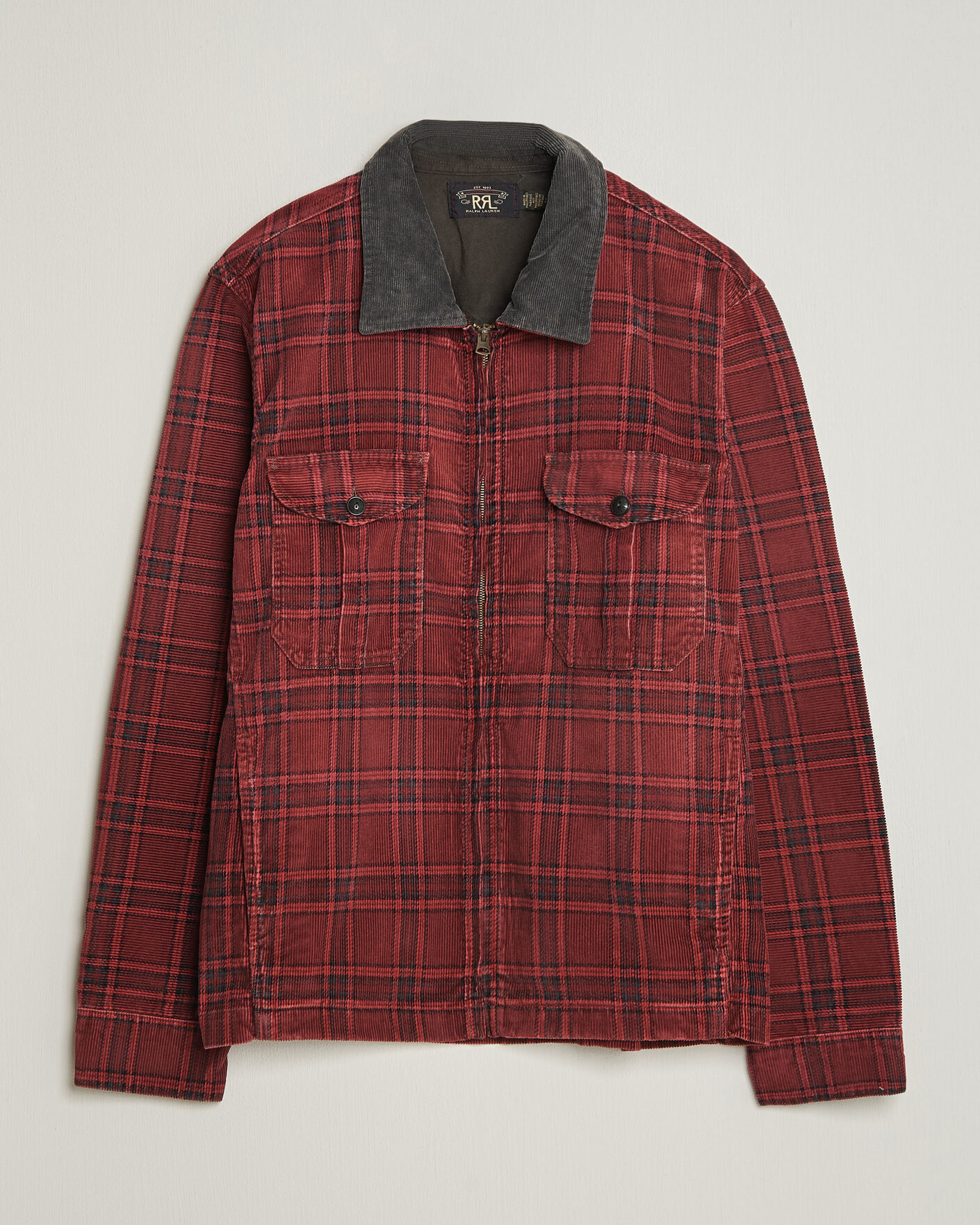 Heren | Jassen | RRL | Corduroy Zip Shirt Jacket Red/Black