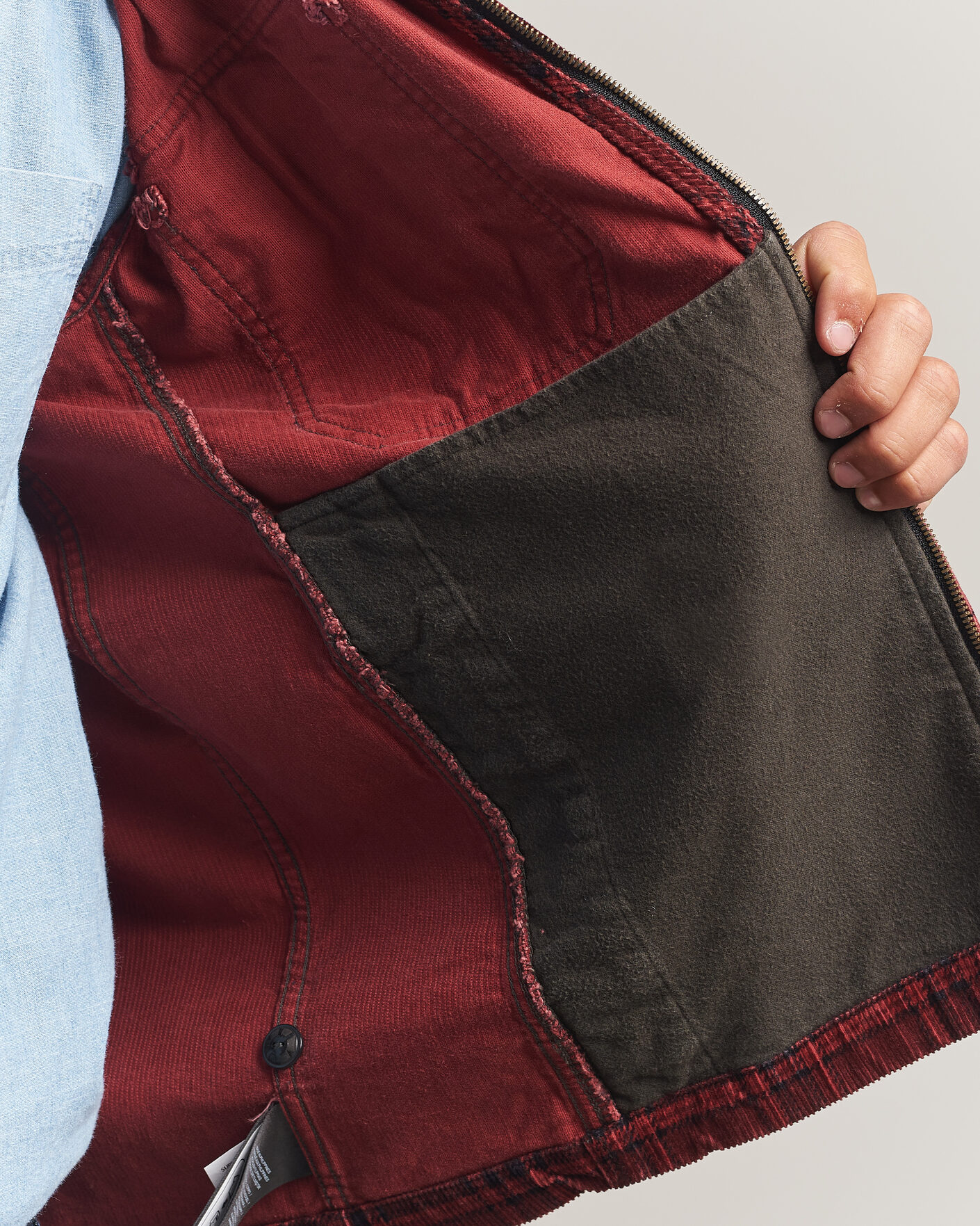 Heren | Jassen | RRL | Corduroy Zip Shirt Jacket Red/Black