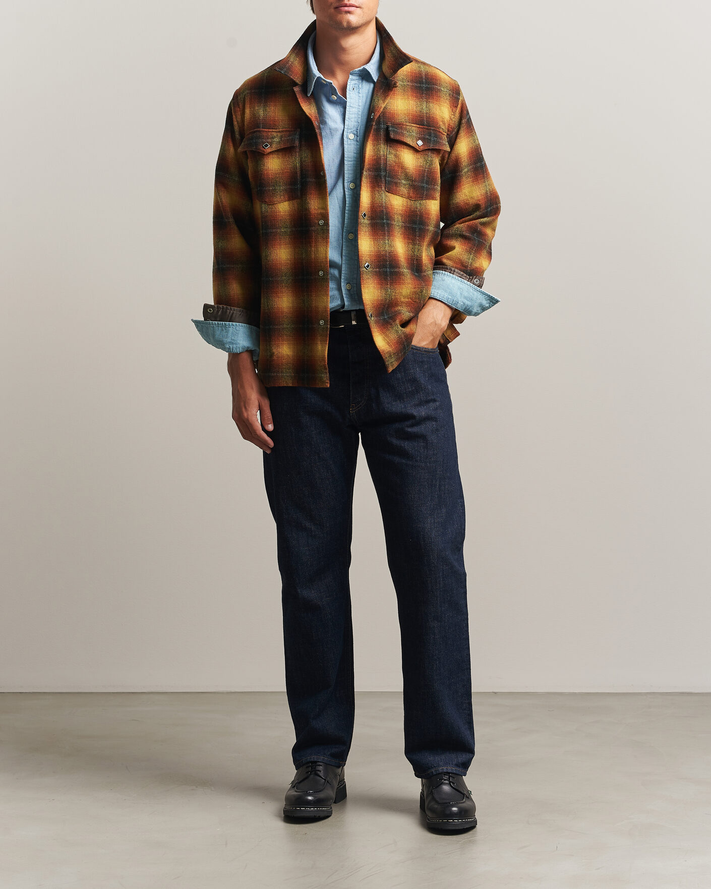 Heren | Overhemden | RRL | Jesse Plaid Camp Shirt Orange/Yellow