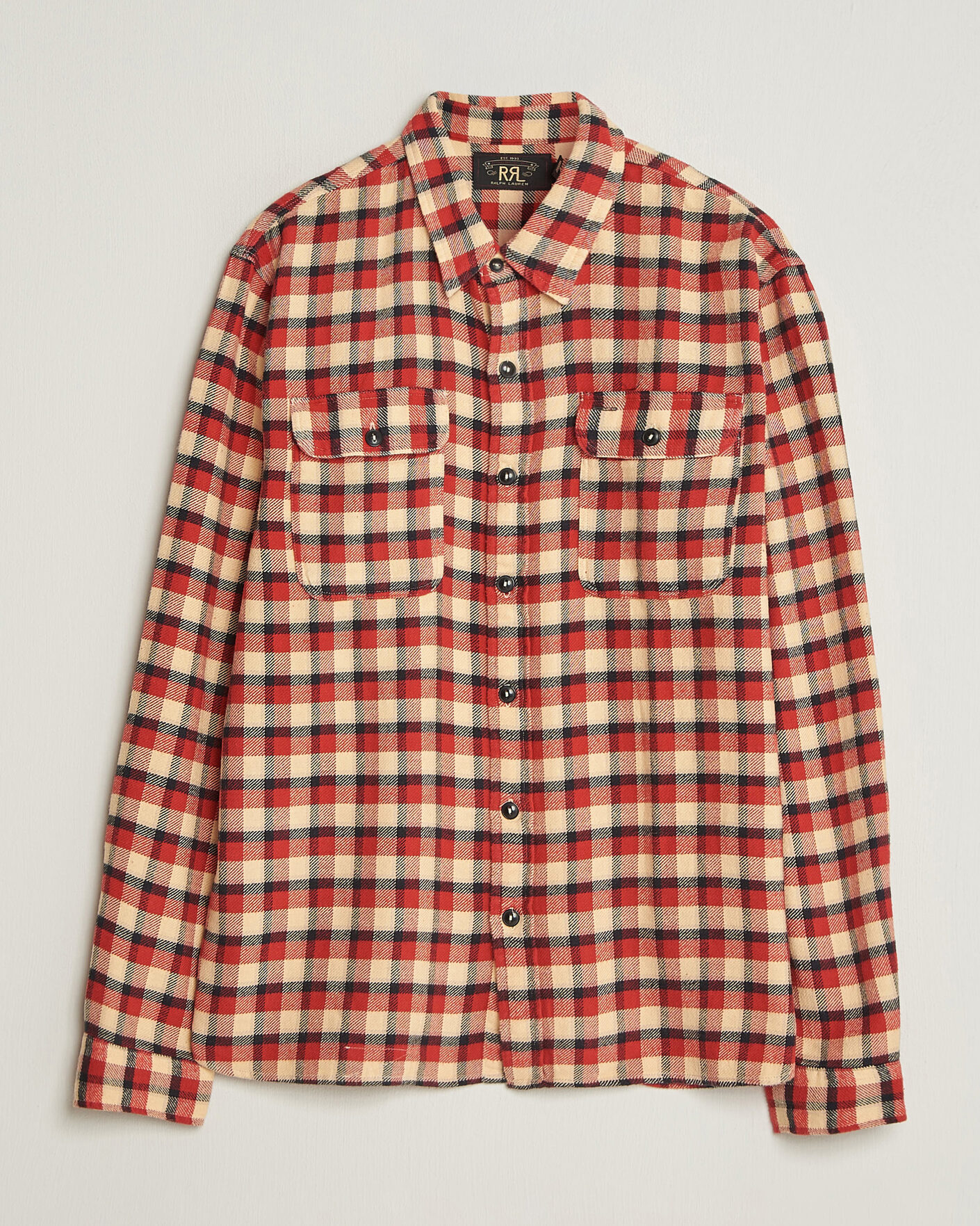 Heren | Overhemden | RRL | Plaid Flannel Shirt Red/Cream