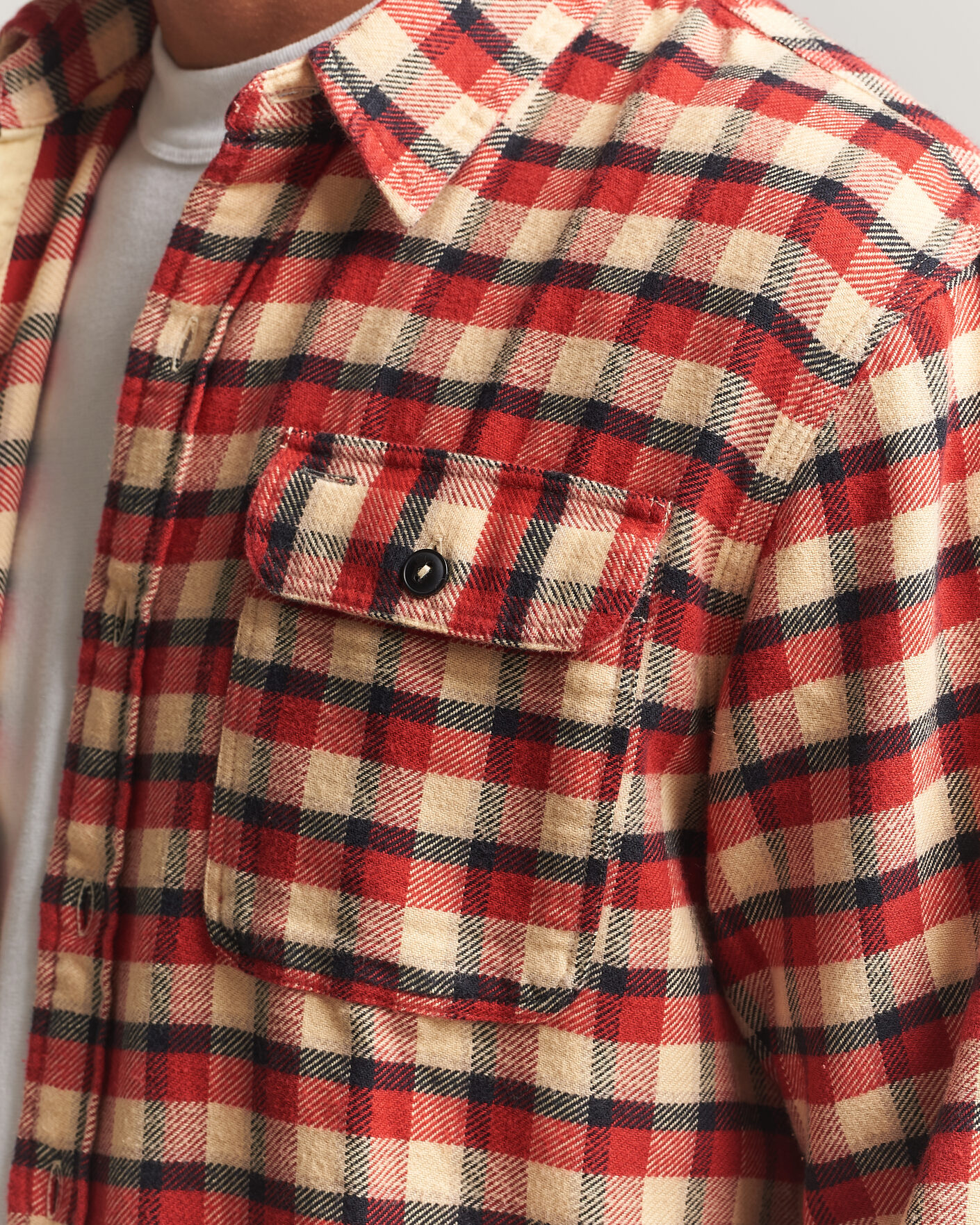Heren | Overhemden | RRL | Plaid Flannel Shirt Red/Cream