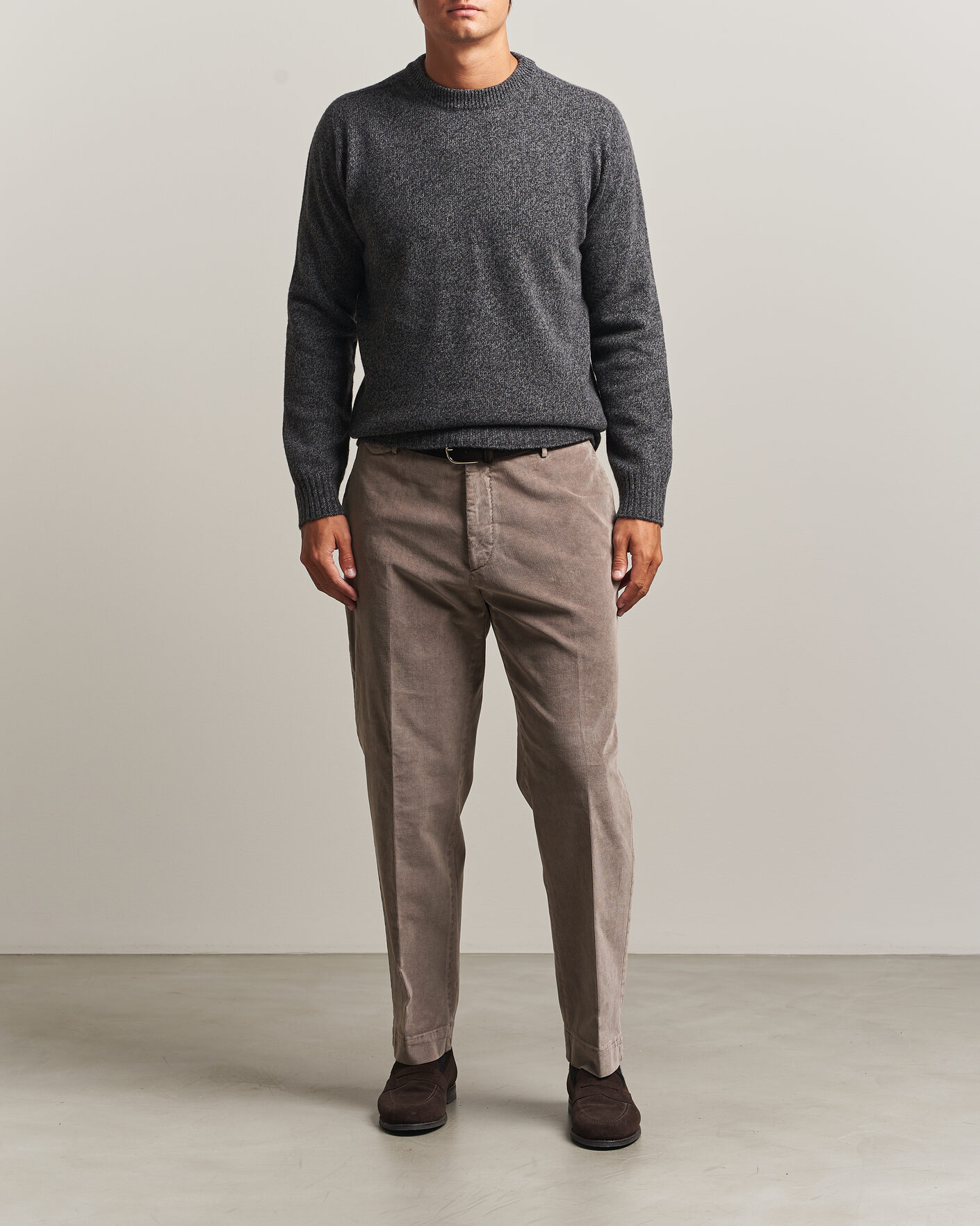 Heren | Truien | Altea | Wool/Cashmere Crew Neck Pullover Charcoal Melange