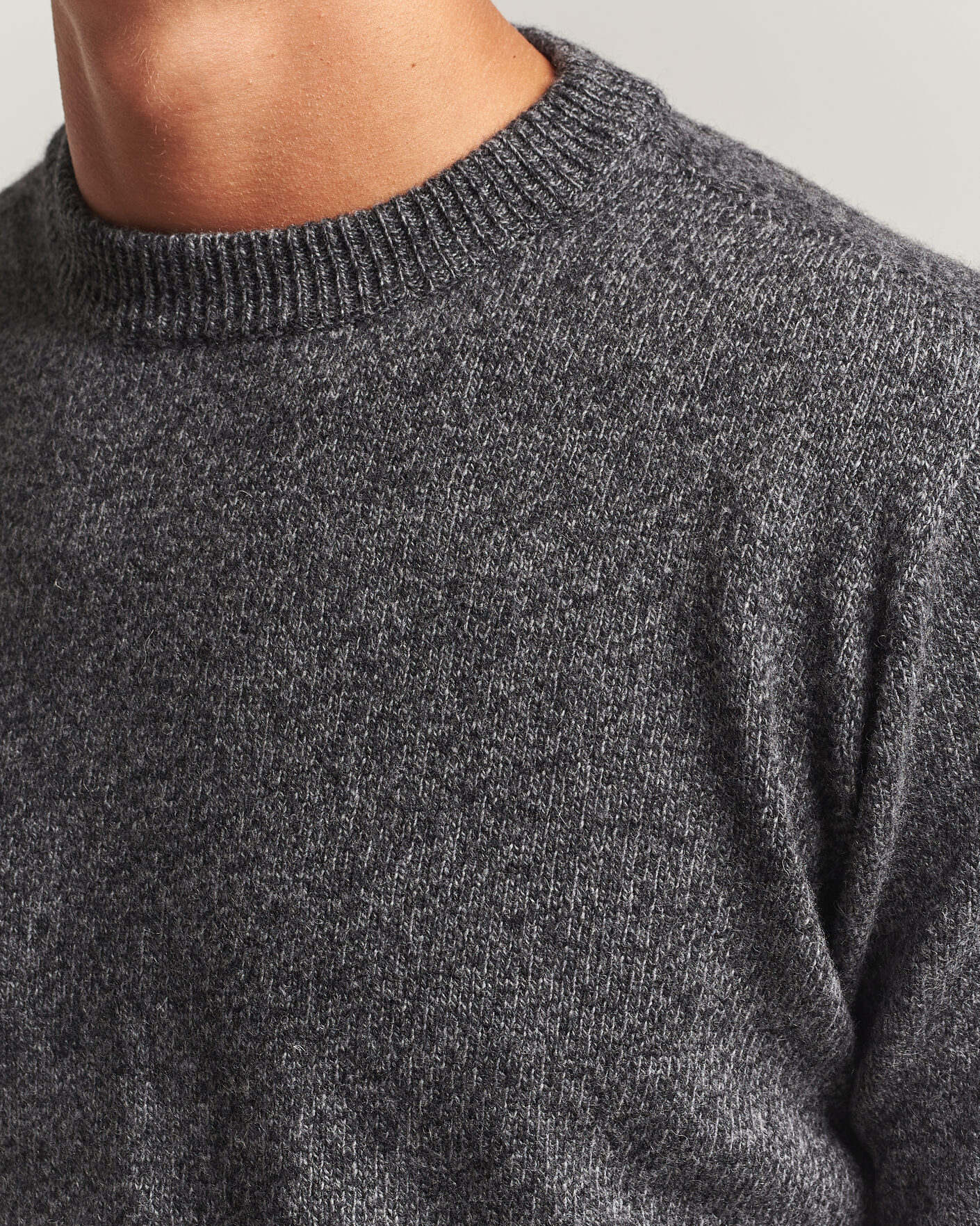Heren | Truien | Altea | Wool/Cashmere Crew Neck Pullover Charcoal Melange