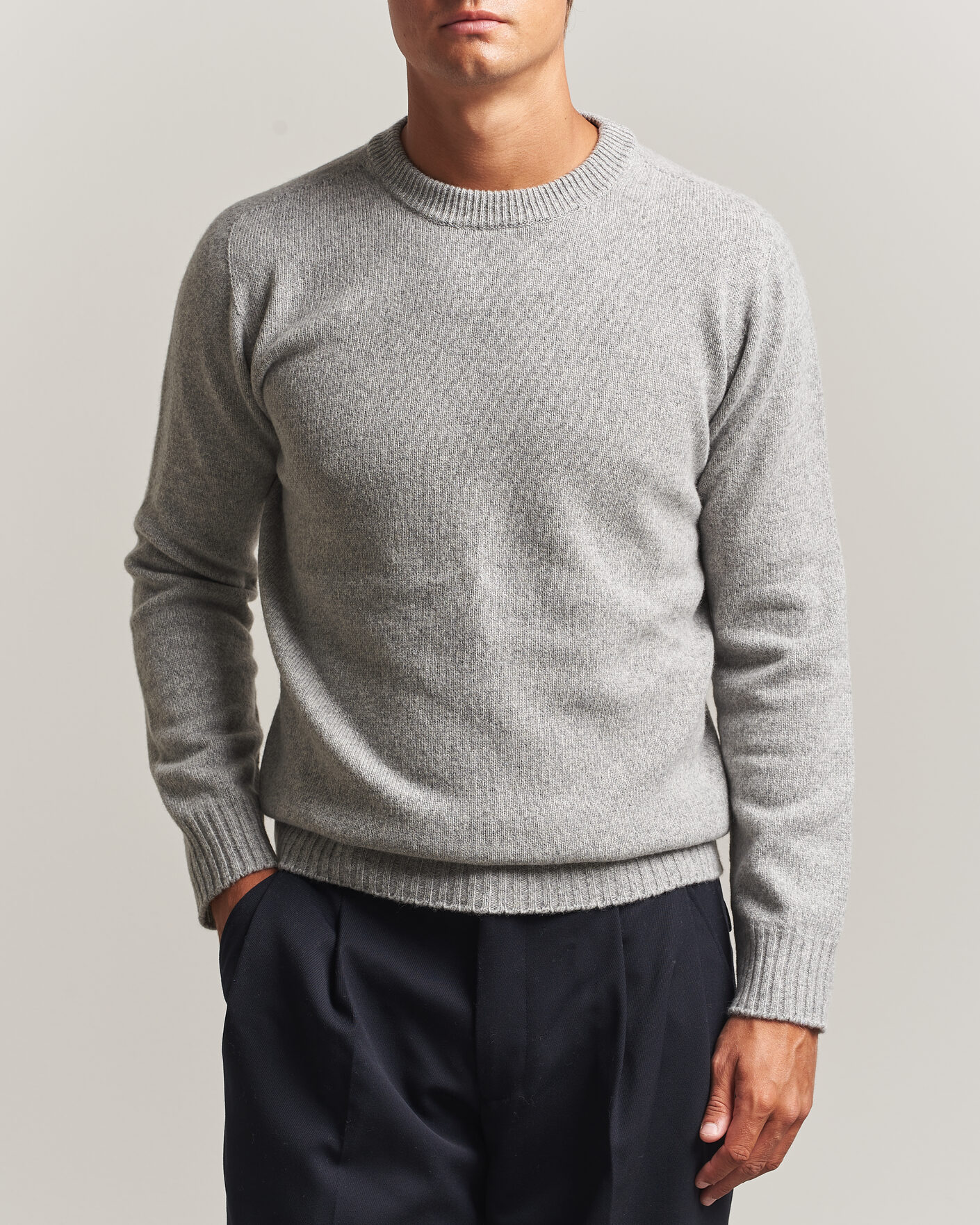 Heren | Truien | Altea | Wool/Cashmere Crew Neck Pullover Light Grey