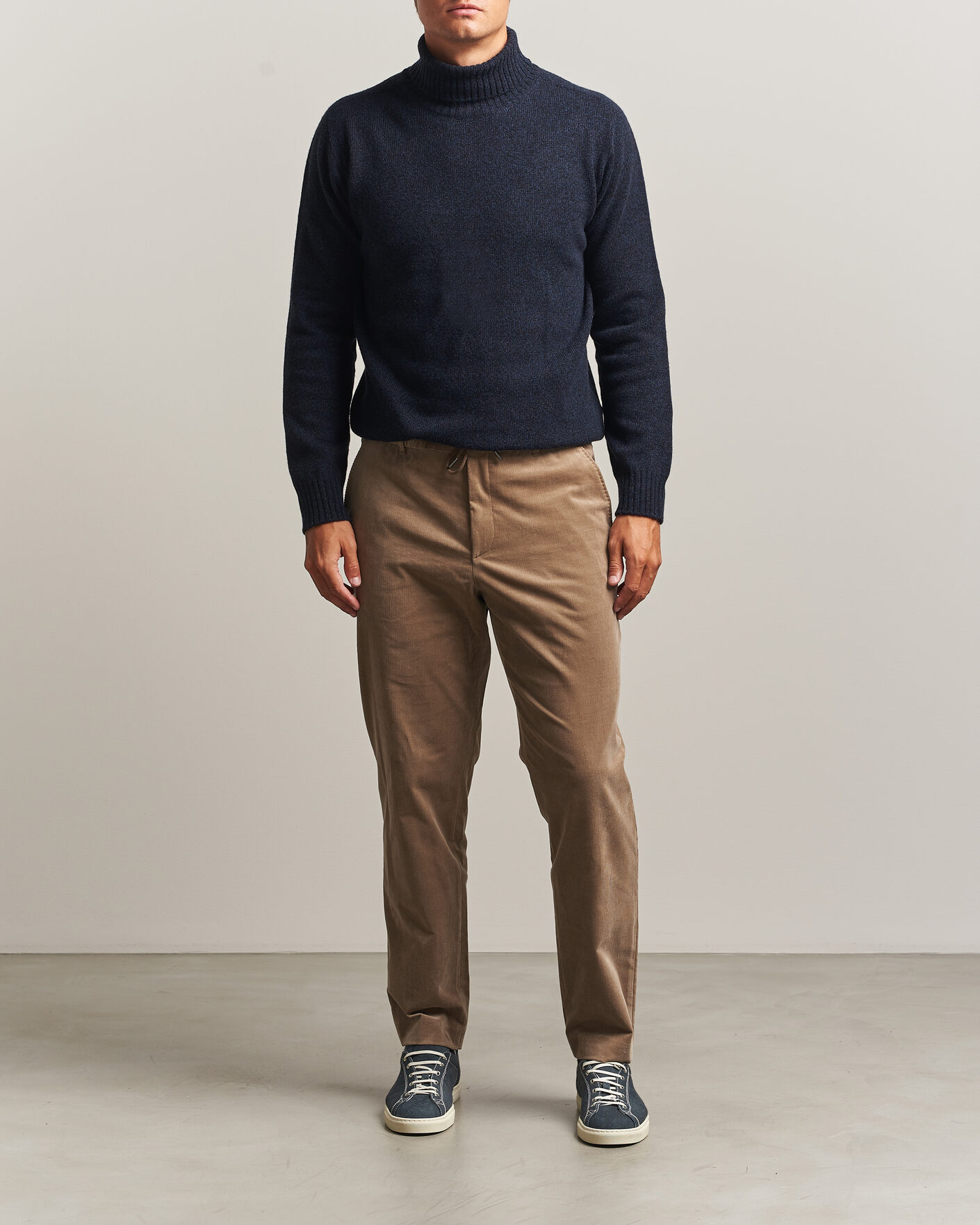 Heren | Truien | Altea | Wool/Cashmere Rollneck Navy Melange