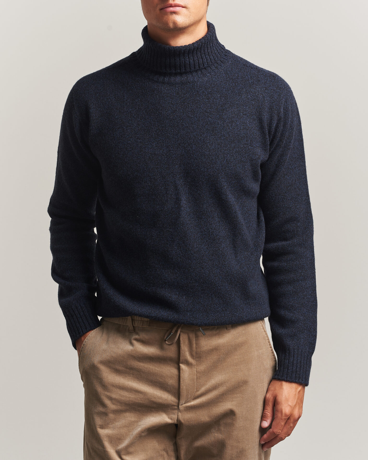 Heren | Truien | Altea | Wool/Cashmere Rollneck Navy Melange