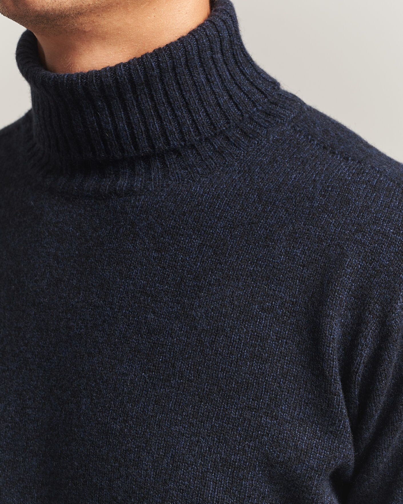 Heren | Truien | Altea | Wool/Cashmere Rollneck Navy Melange