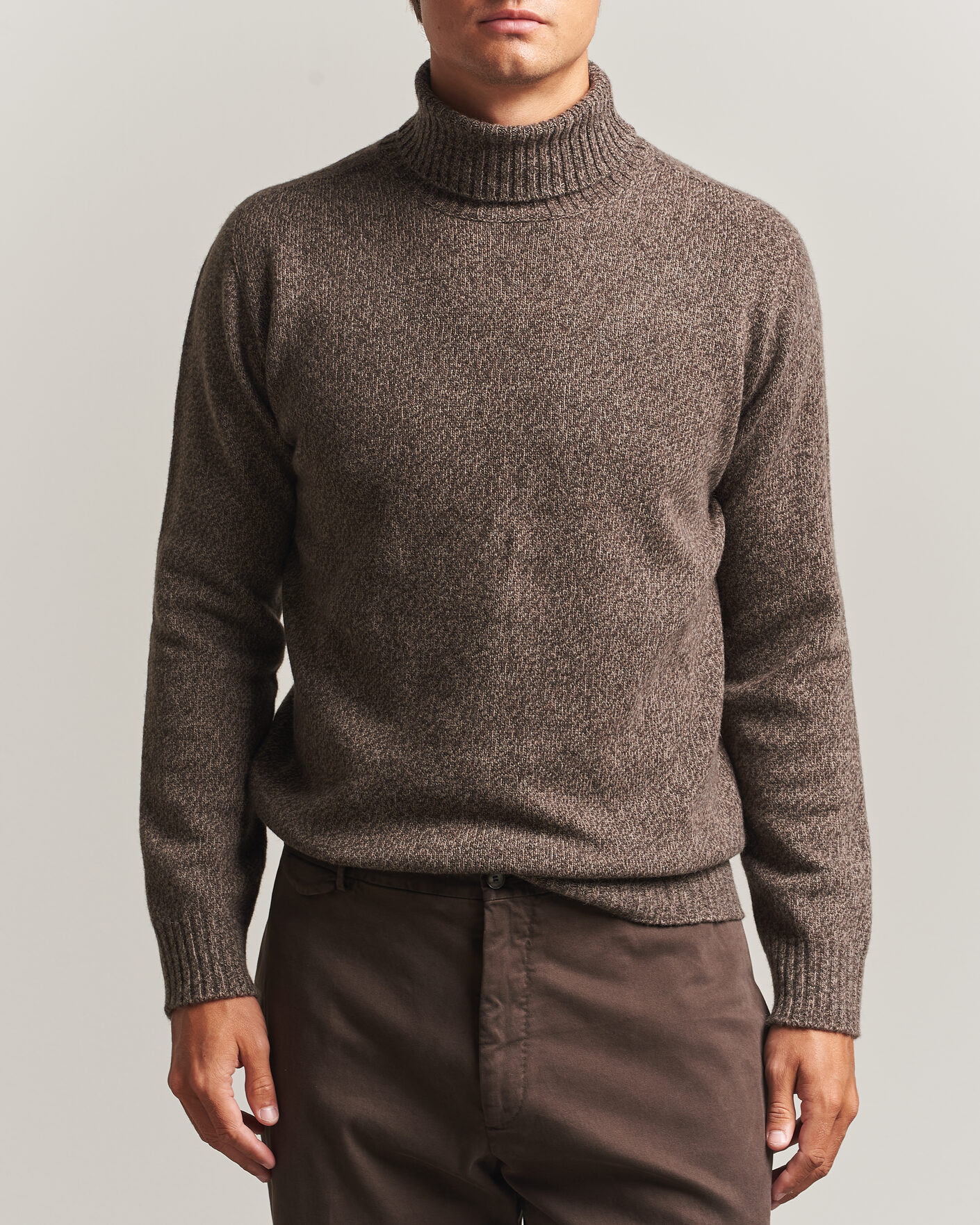 Heren | Truien | Altea | Wool/Cashmere Rollneck Brown Melange