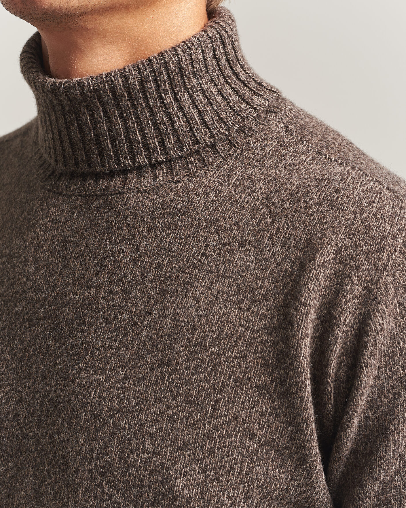 Heren | Truien | Altea | Wool/Cashmere Rollneck Brown Melange