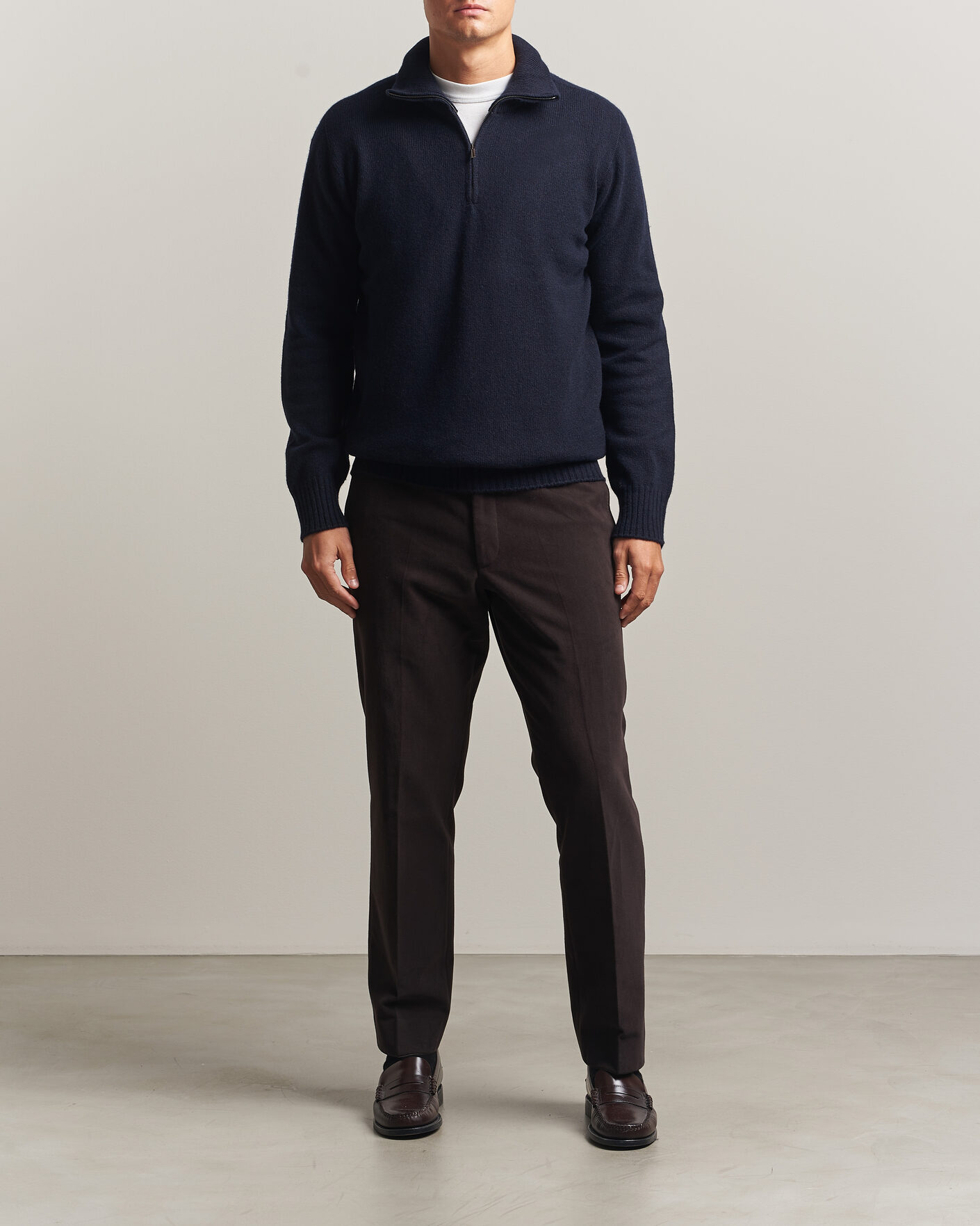 Heren | Truien | Altea | Wool/Cashmere Half Zip Navy