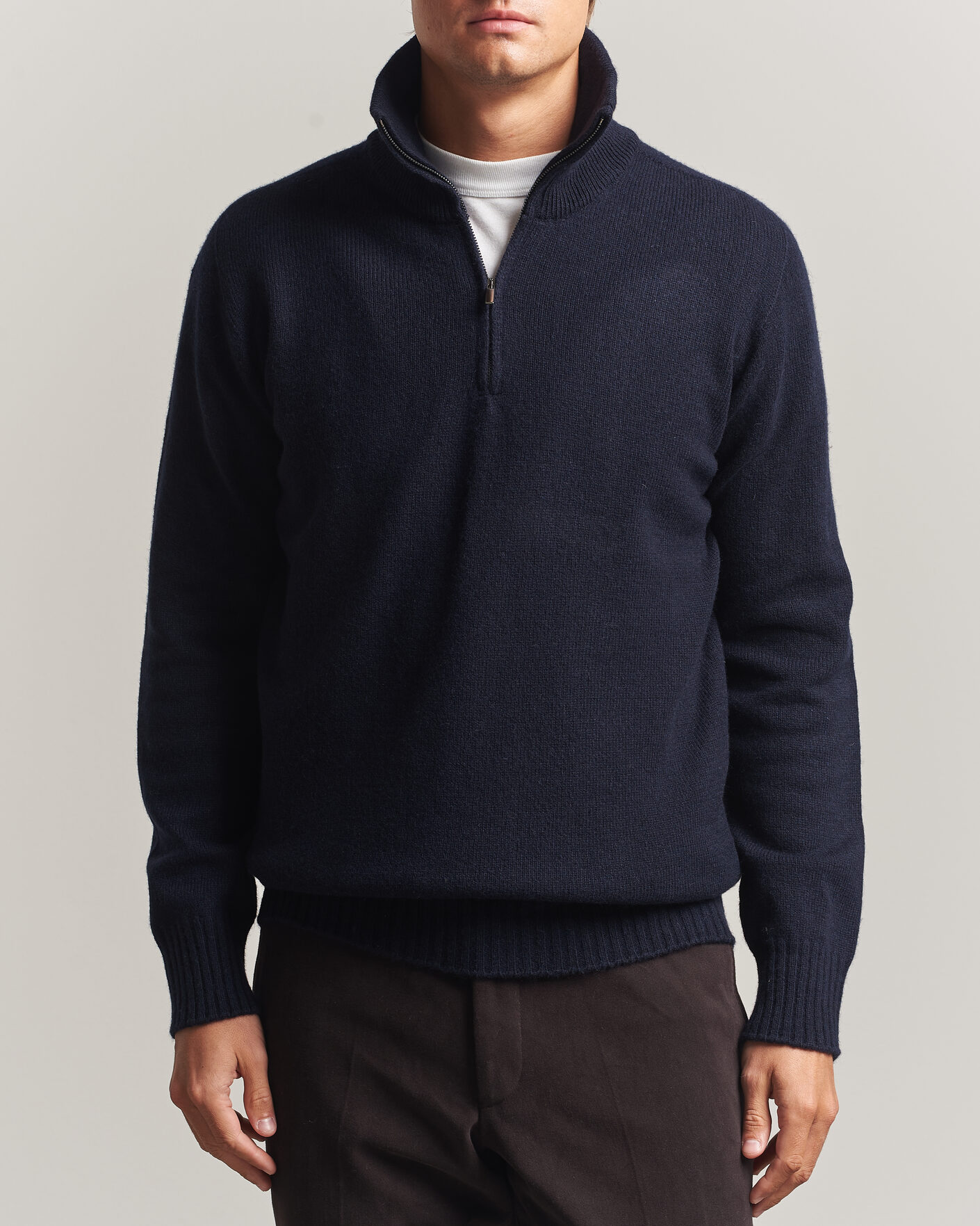 Heren | Truien | Altea | Wool/Cashmere Half Zip Navy