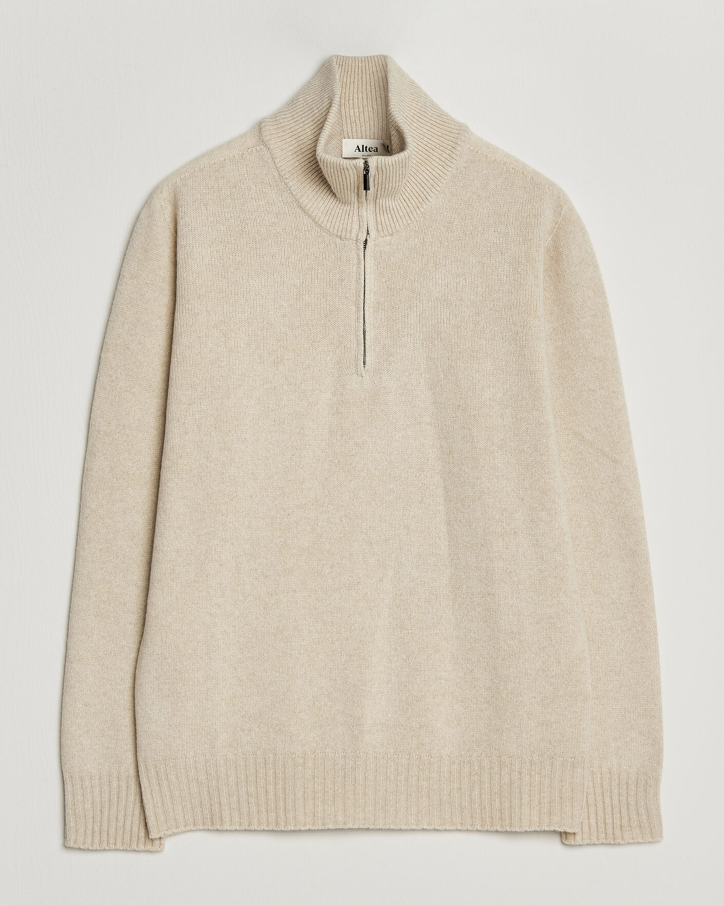 Heren | Truien | Altea | Wool/Cashmere Half Zip Beige