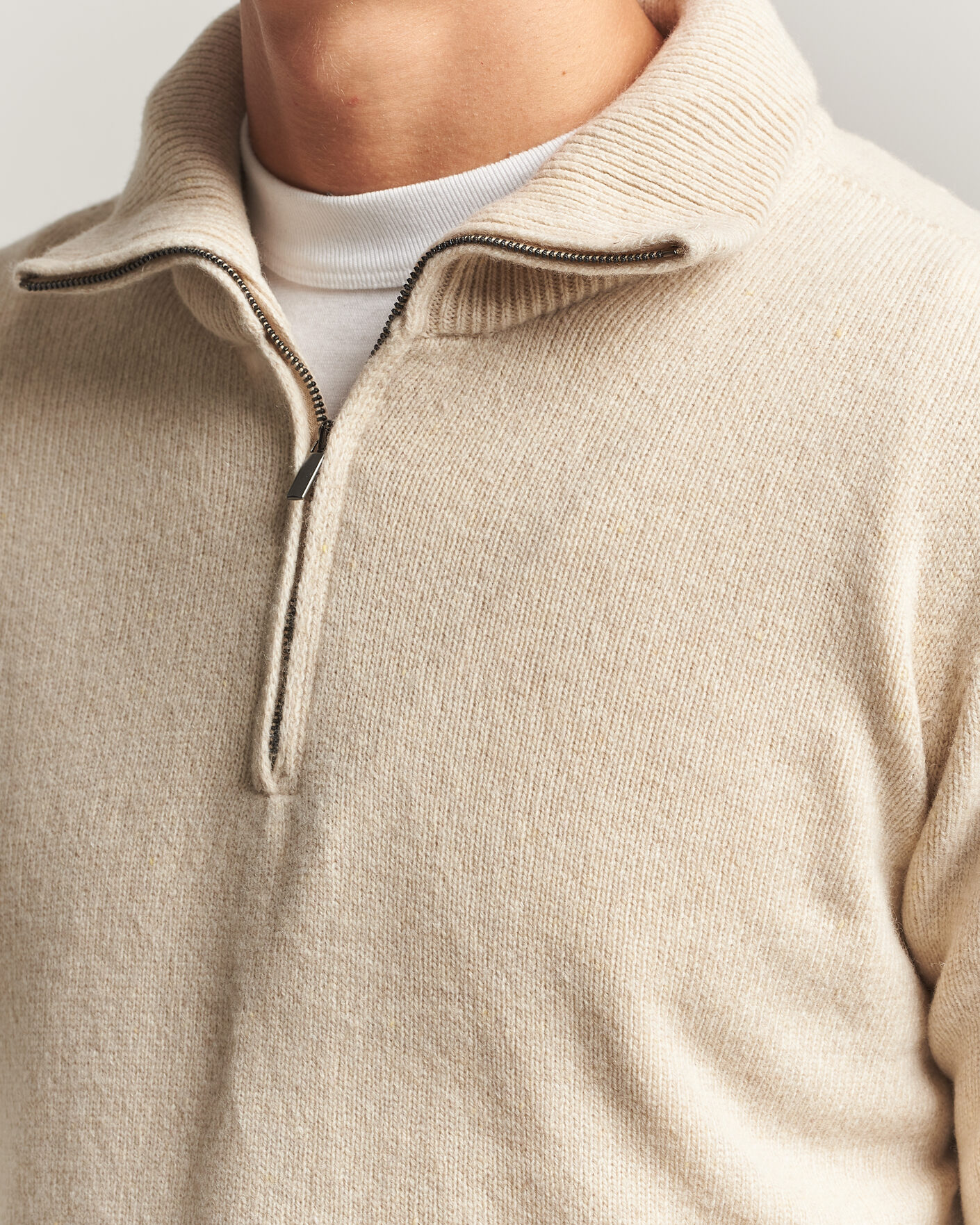 Heren | Truien | Altea | Wool/Cashmere Half Zip Beige