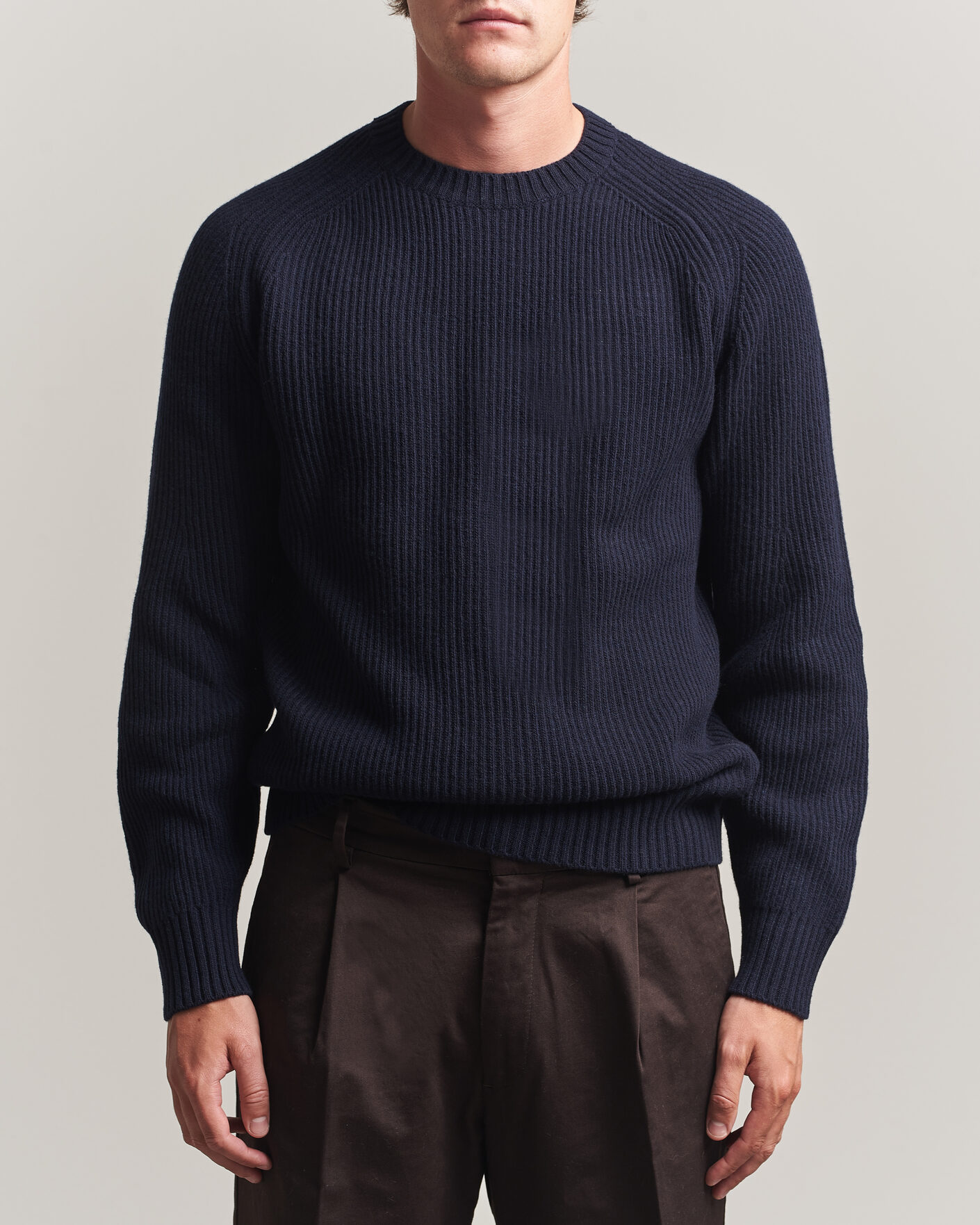 Heren | Truien | Altea | Rib Wool Crew Neck Navy